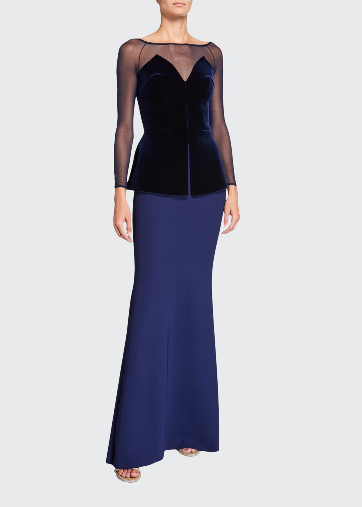 long sleeve peplum gown