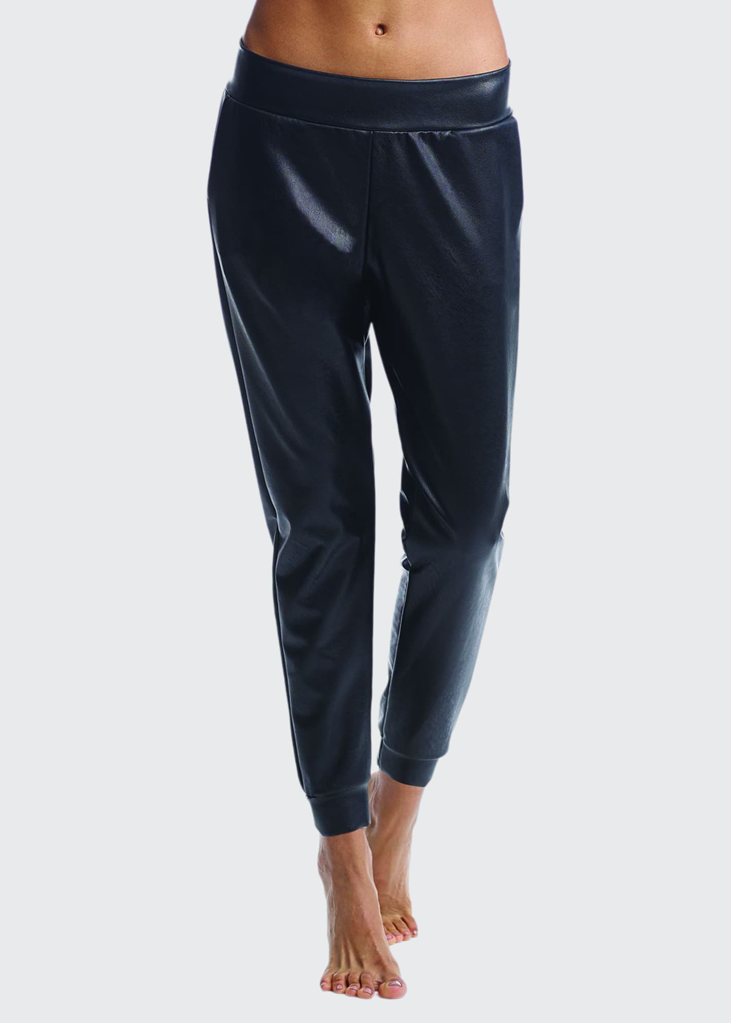 faux leather jogging pants