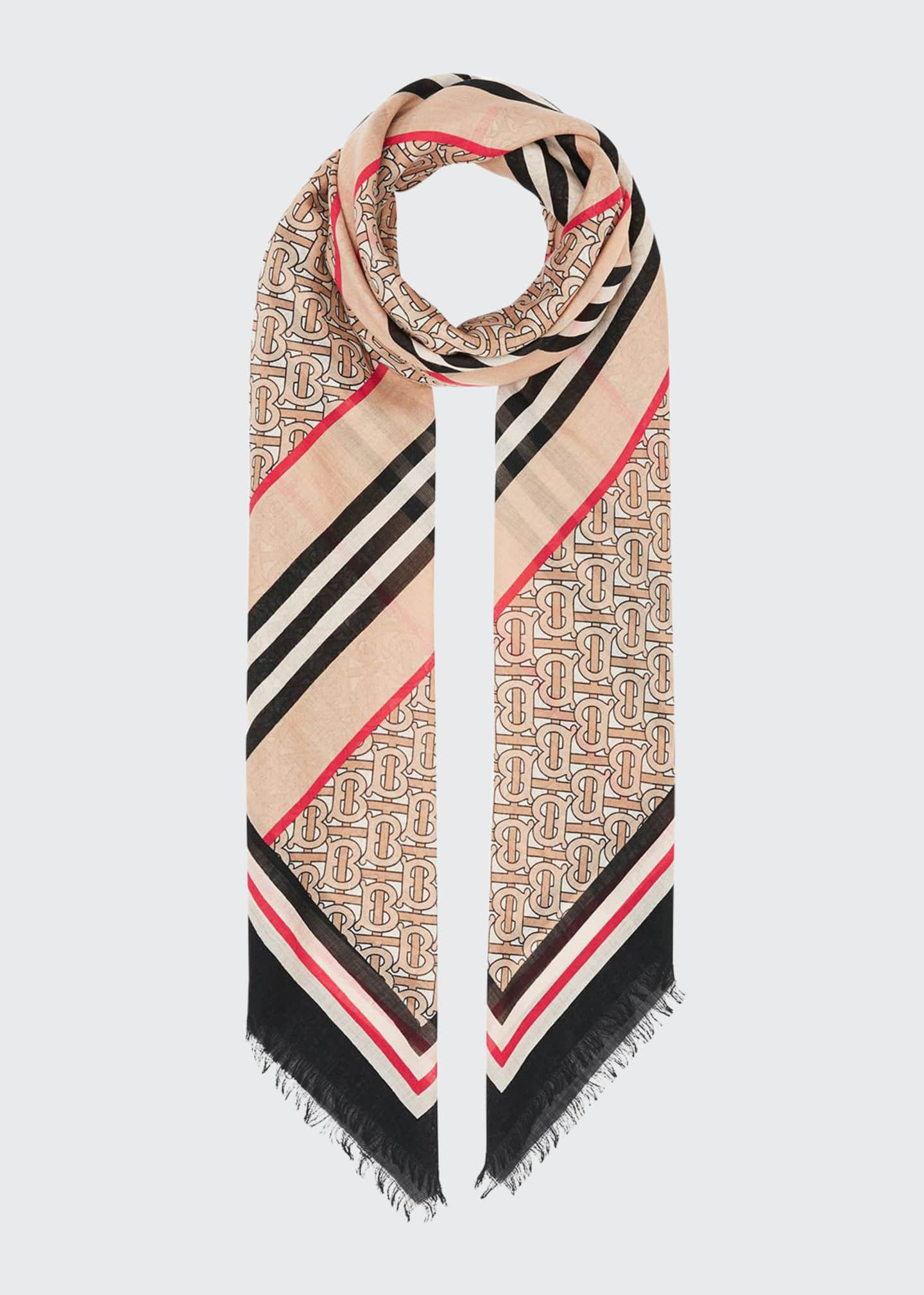 Burberry Monogram Icon Stripe Gauze Square Scarf - Bergdorf Goodman