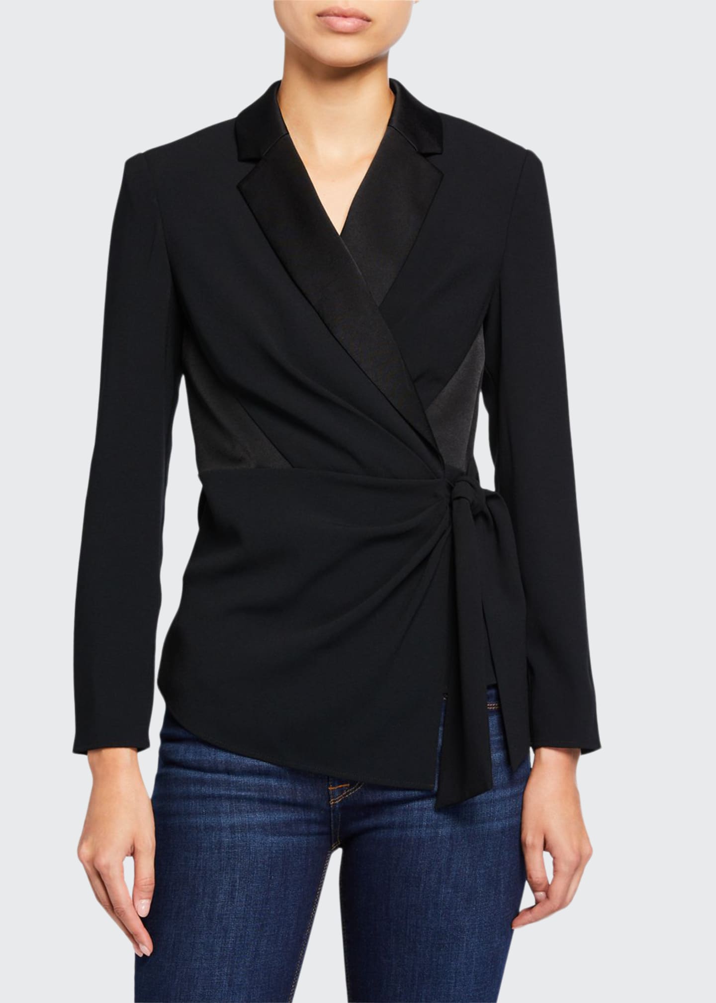 Lana Satin Crepe Faux Wrap Top Lana Satin Crepe Faux Wrap Top