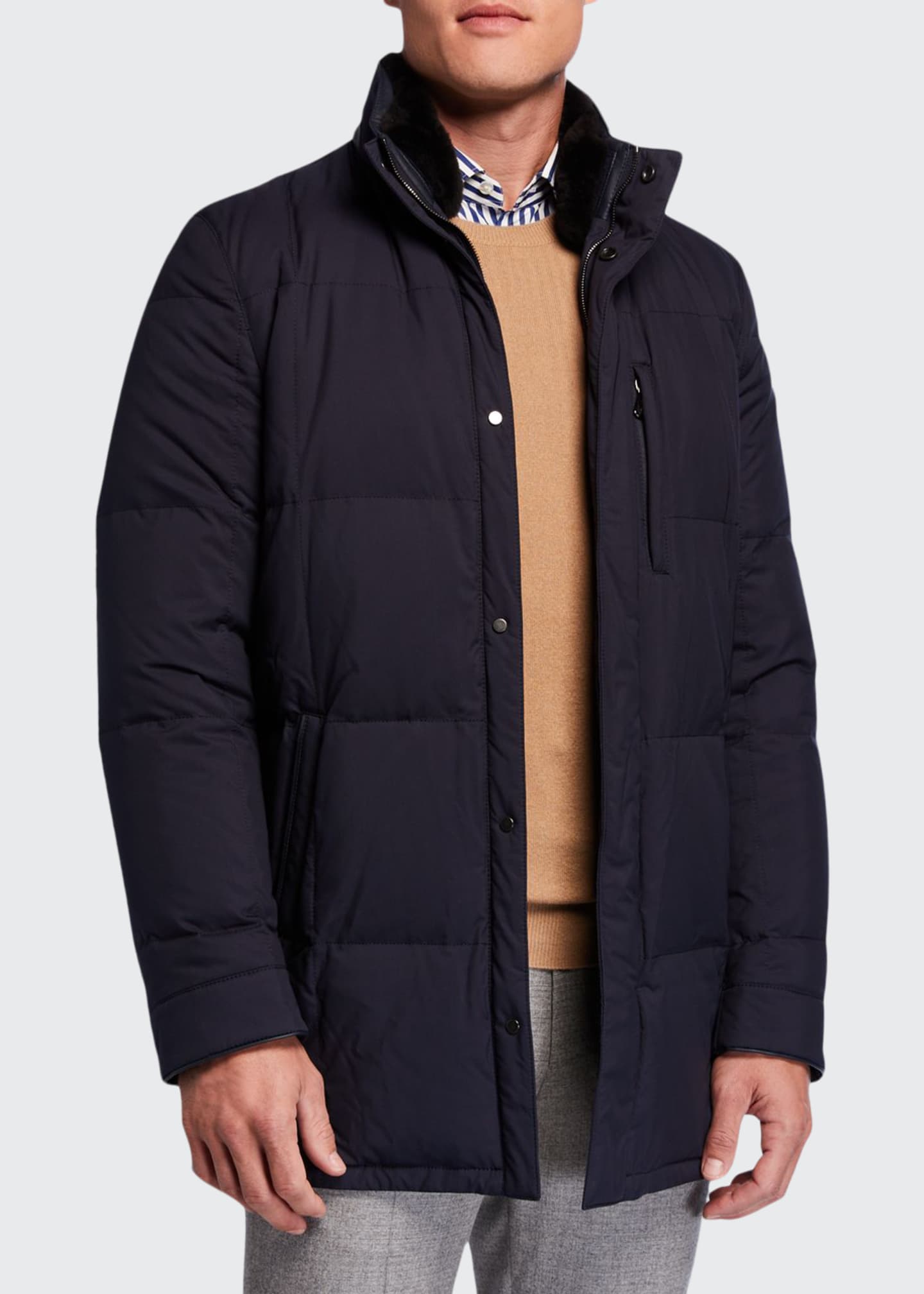 Mandelli Men's WaterRepellant Quilted Jacket w/ Fur Trim Bergdorf