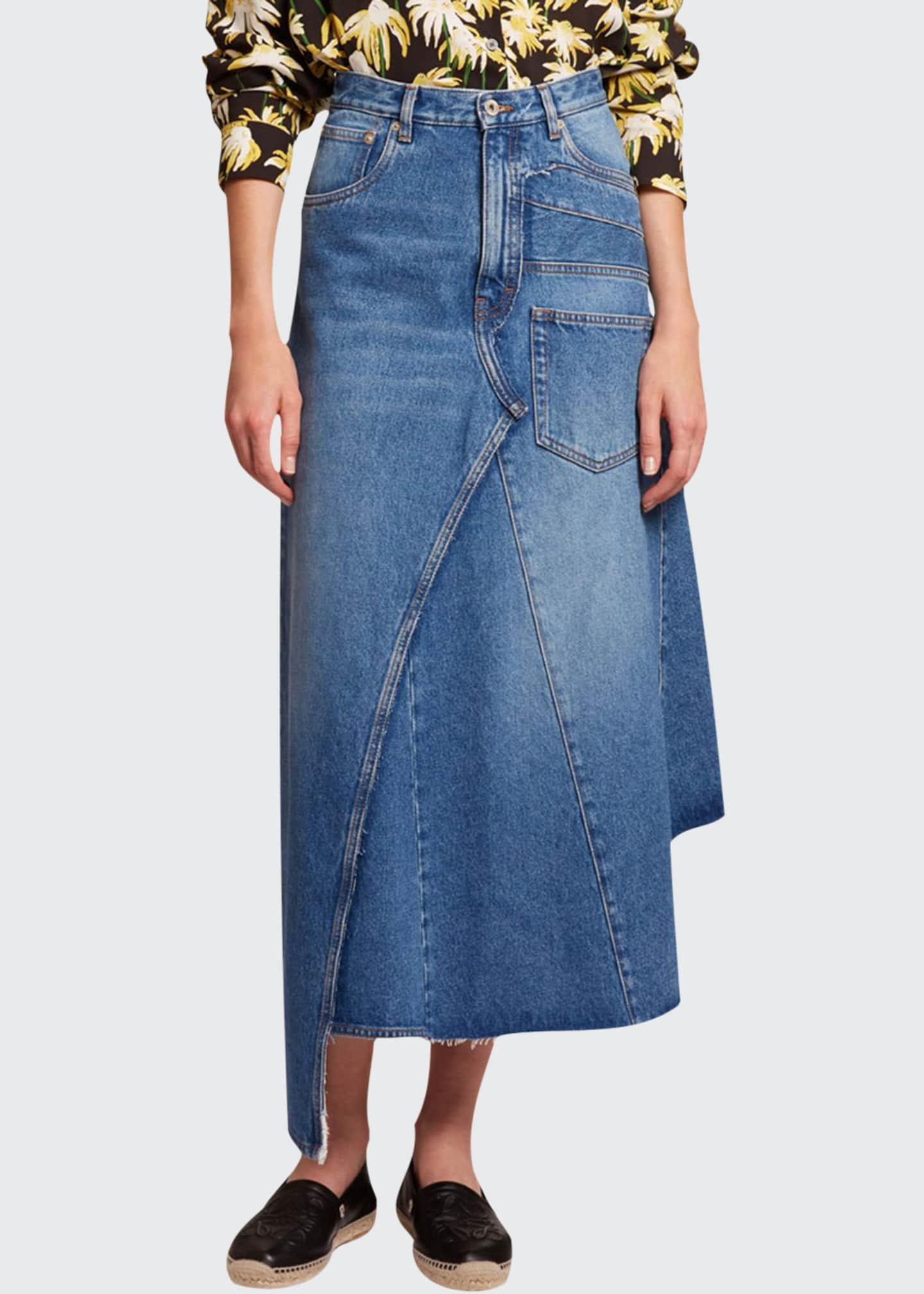 Loewe Midi Denim Asymmetric Skirt - Bergdorf Goodman