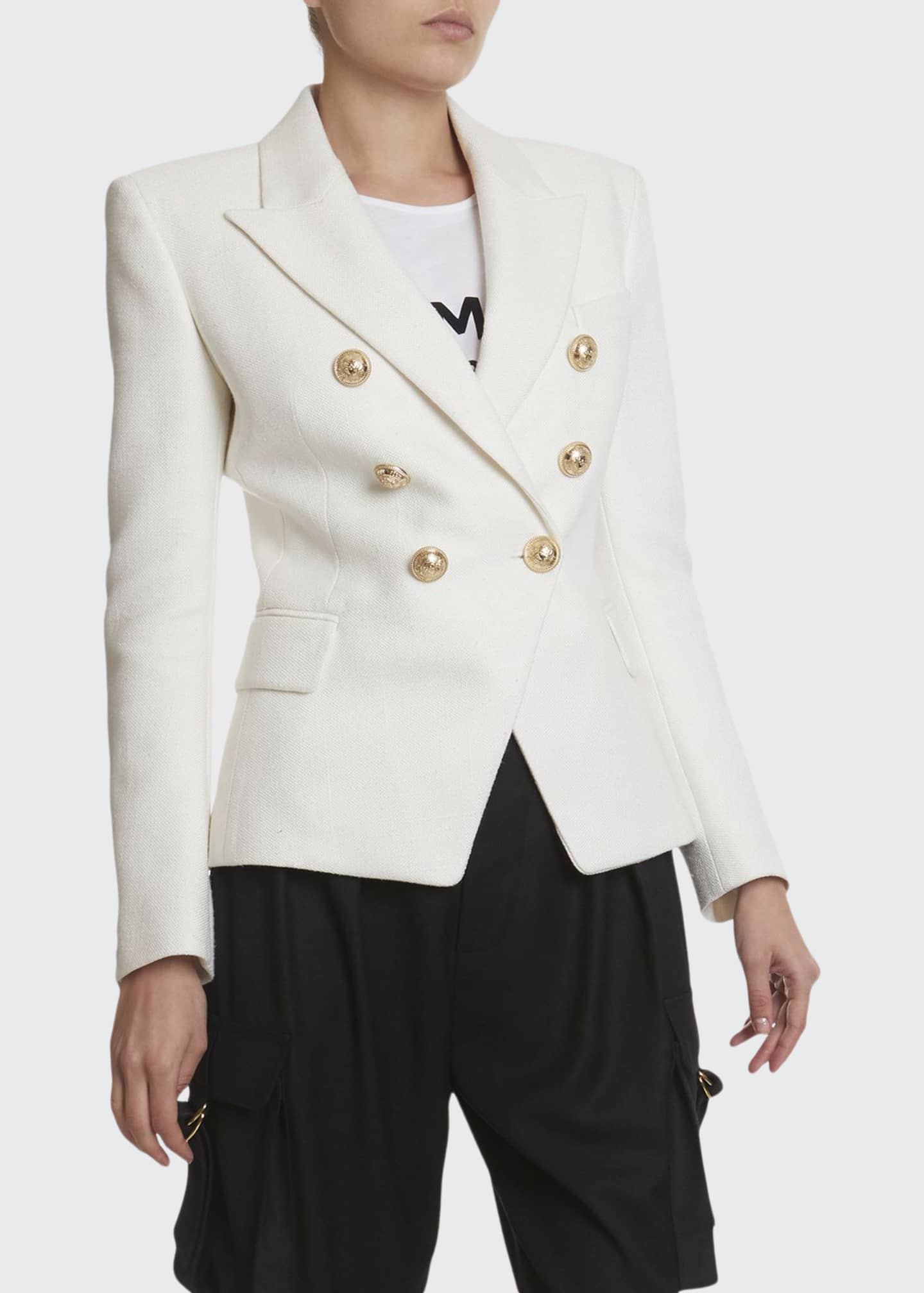 Image 1 of 3: 6-Button Double-Breasted Viscose Blazer