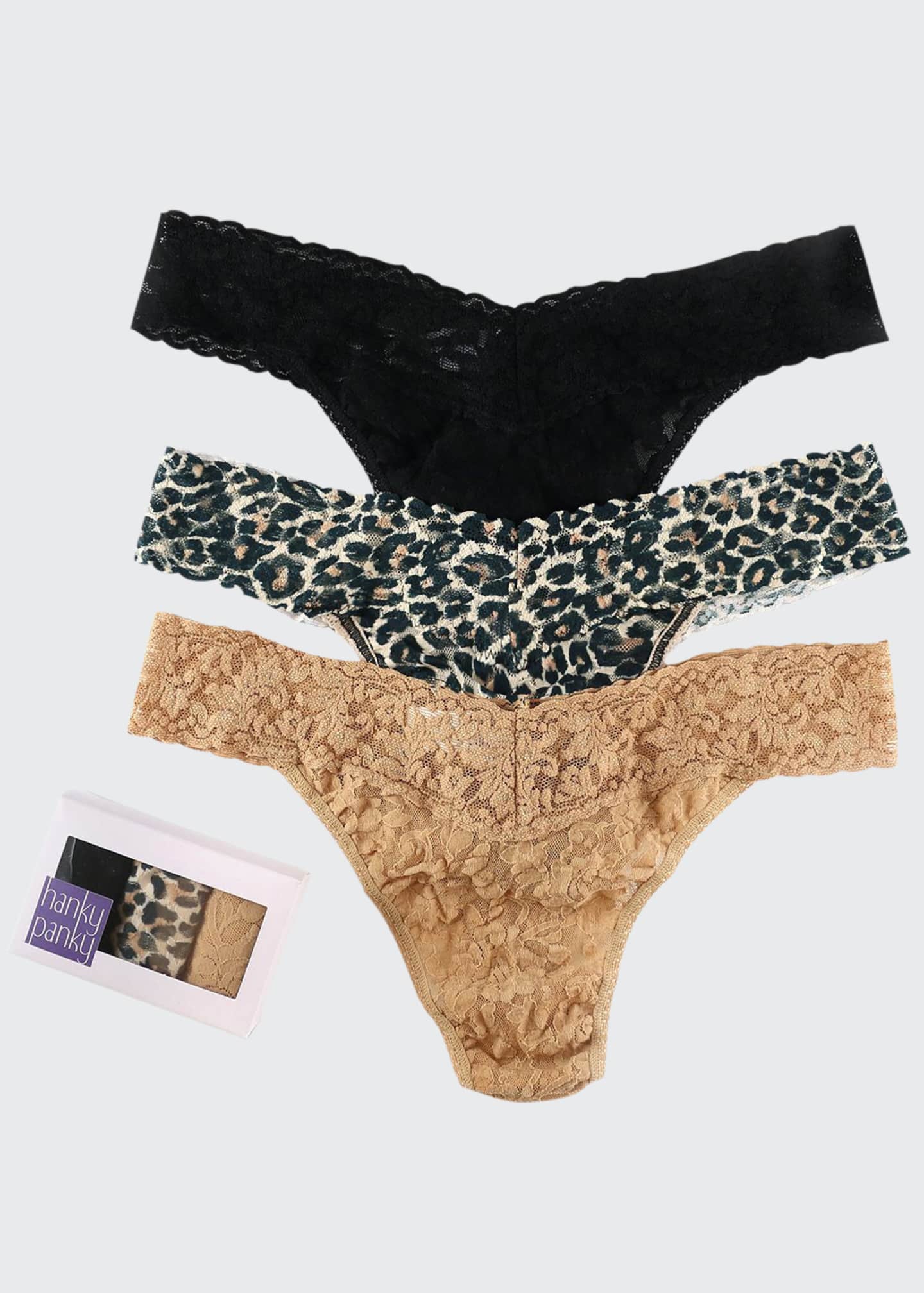 Hanky Panky ThreePack Lace OriginalRise Thongs Bergdorf Goodman