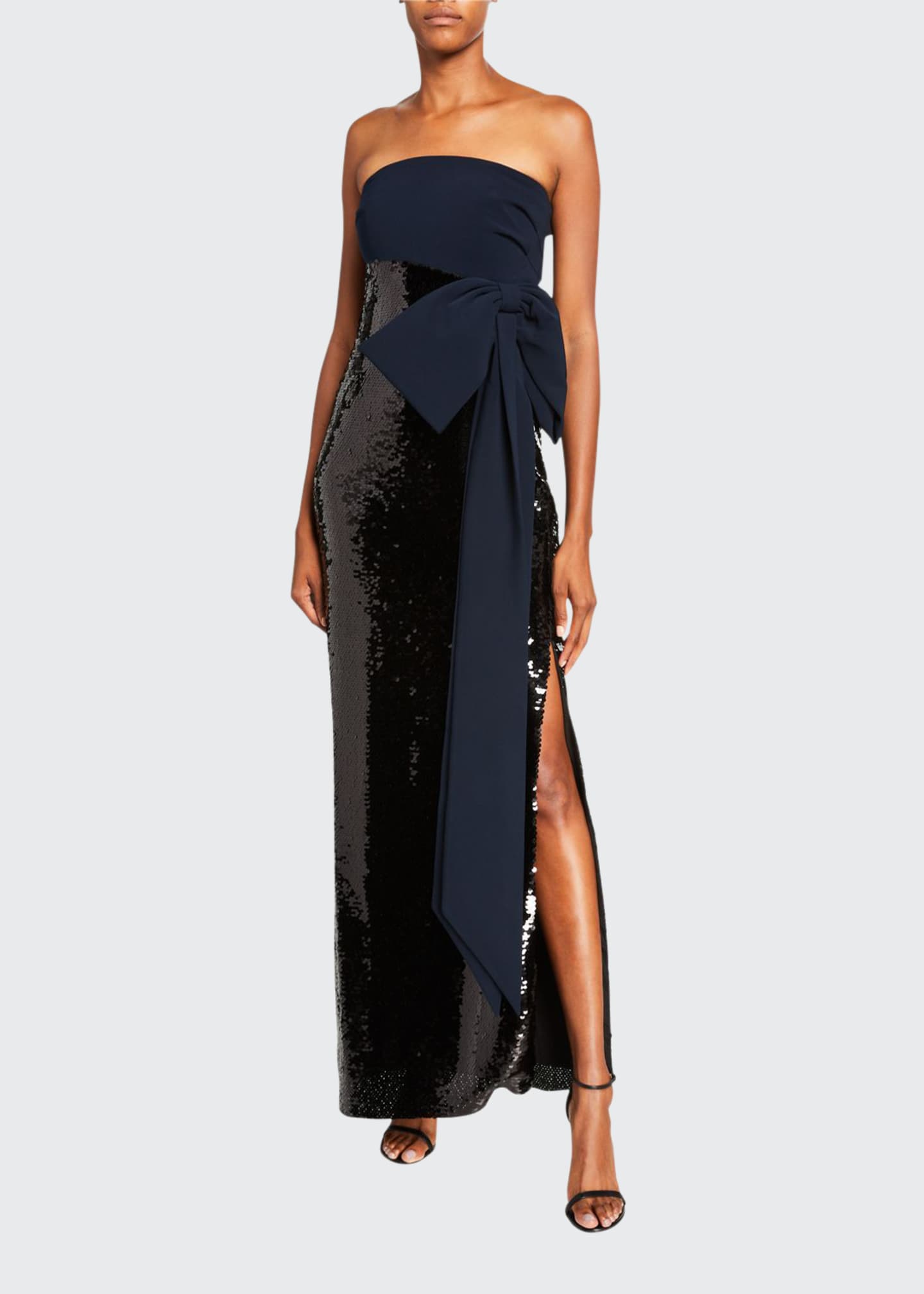 strapless column gown