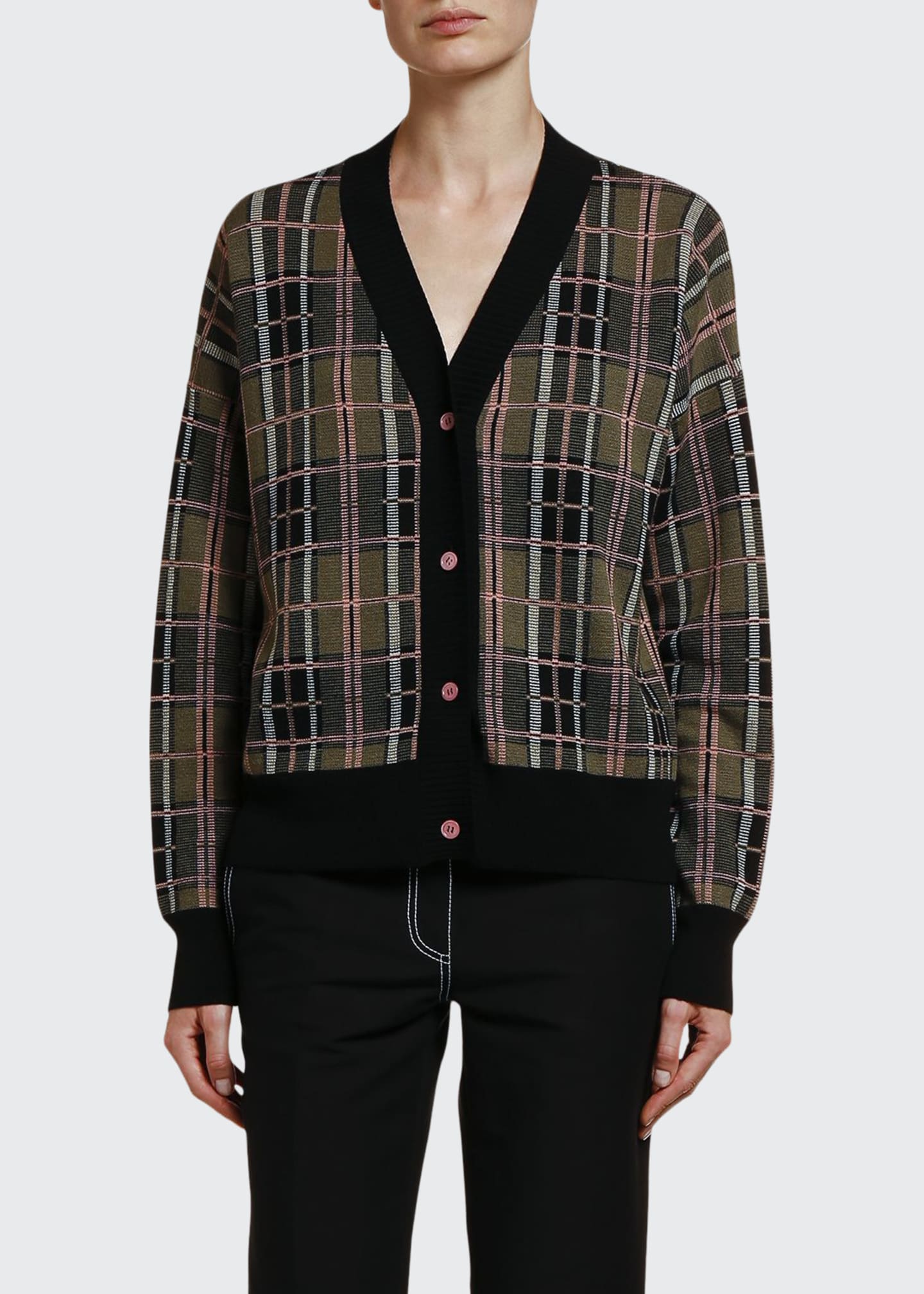 plaid button front cardigan