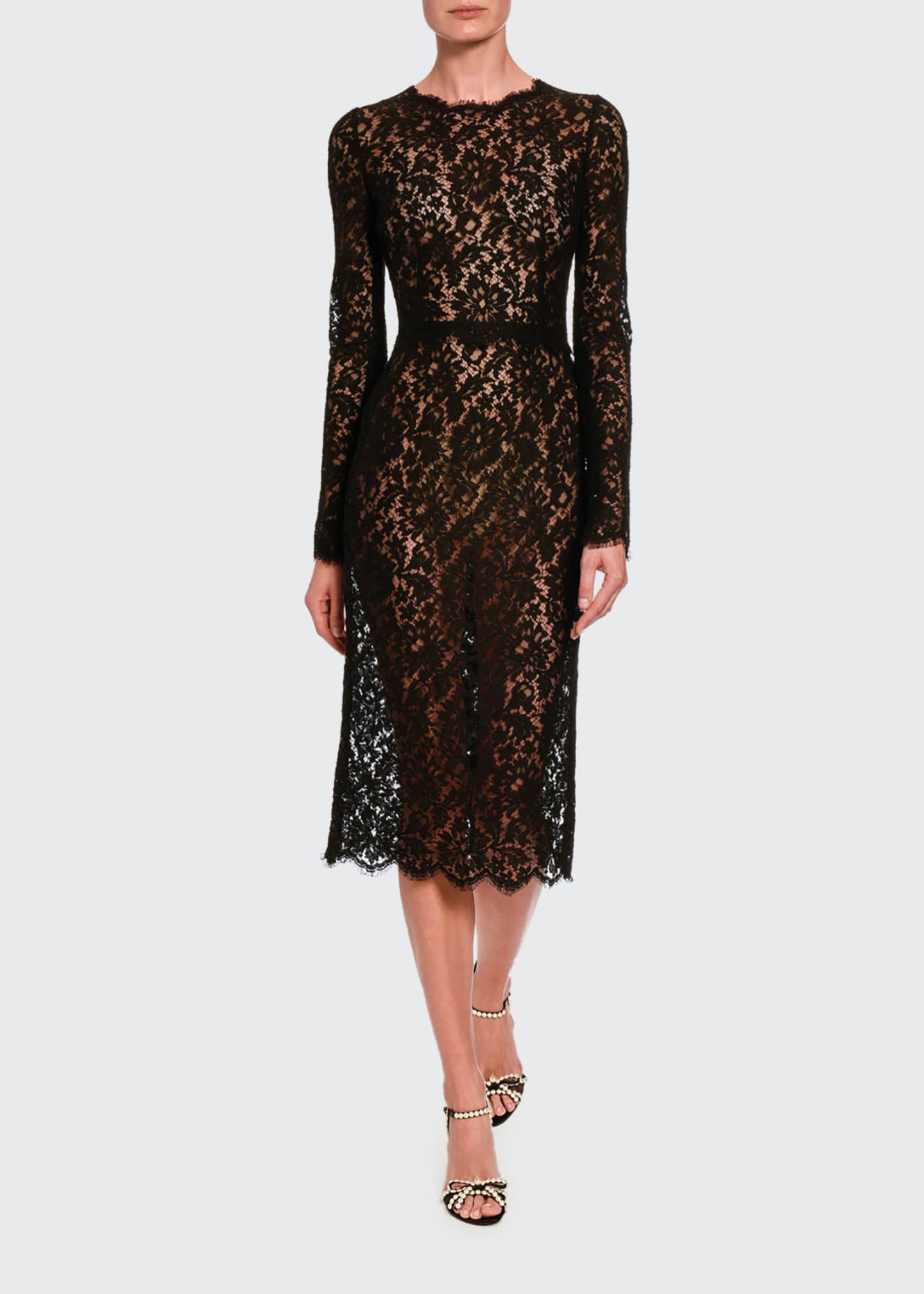 lace long sleeve midi dress