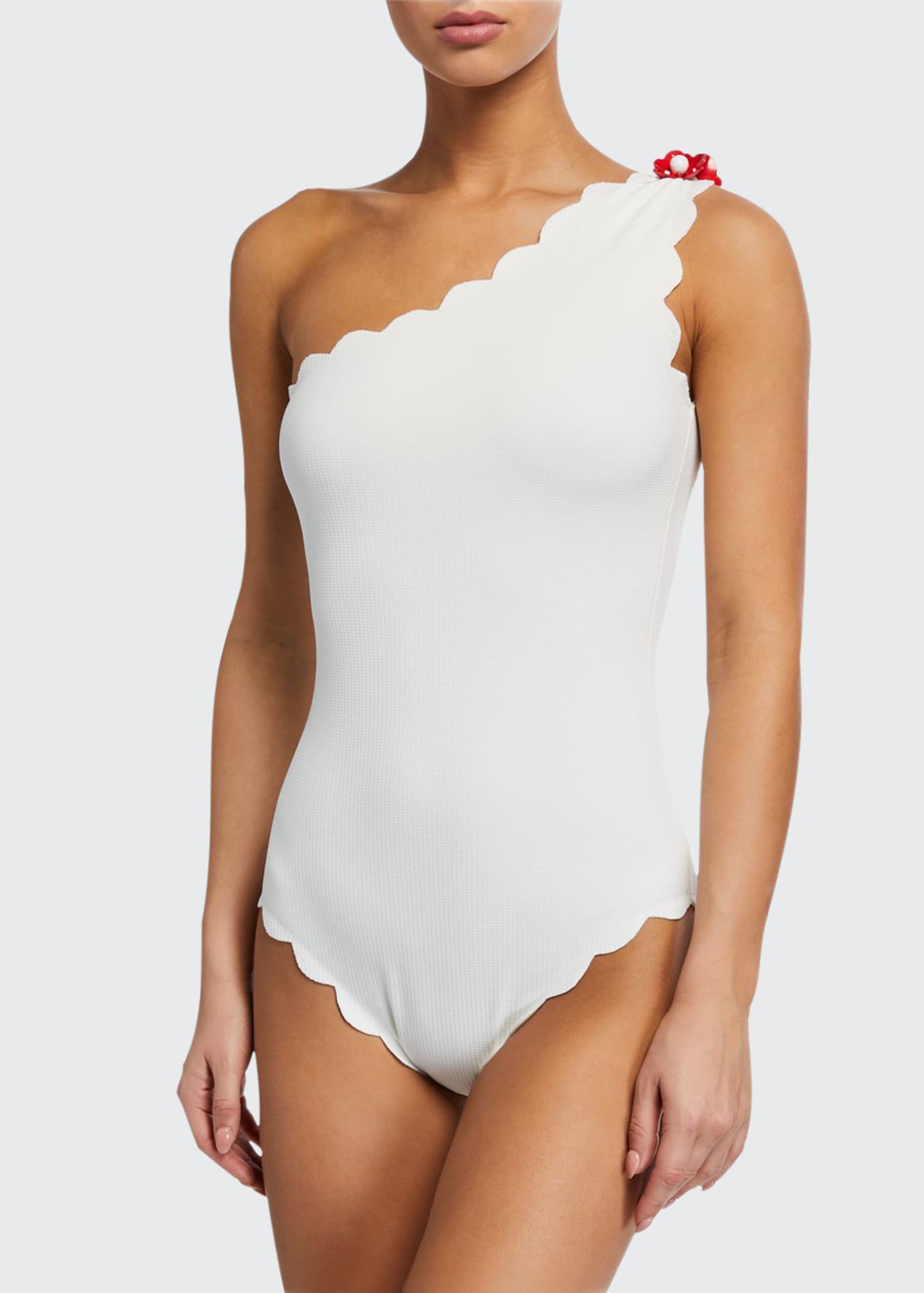 Marysia Santa Barbara Scalloped One Shoulder One Piece Swimsuit