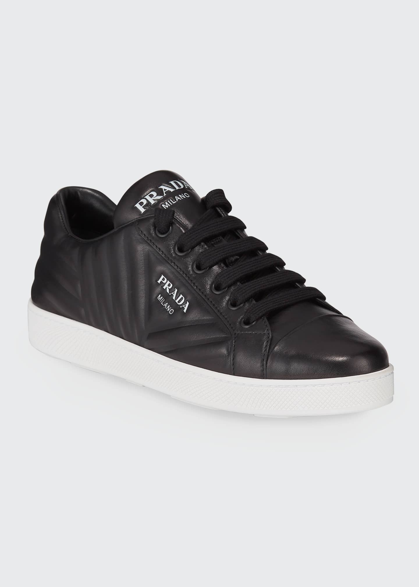 prada quilted leather logo sneakers