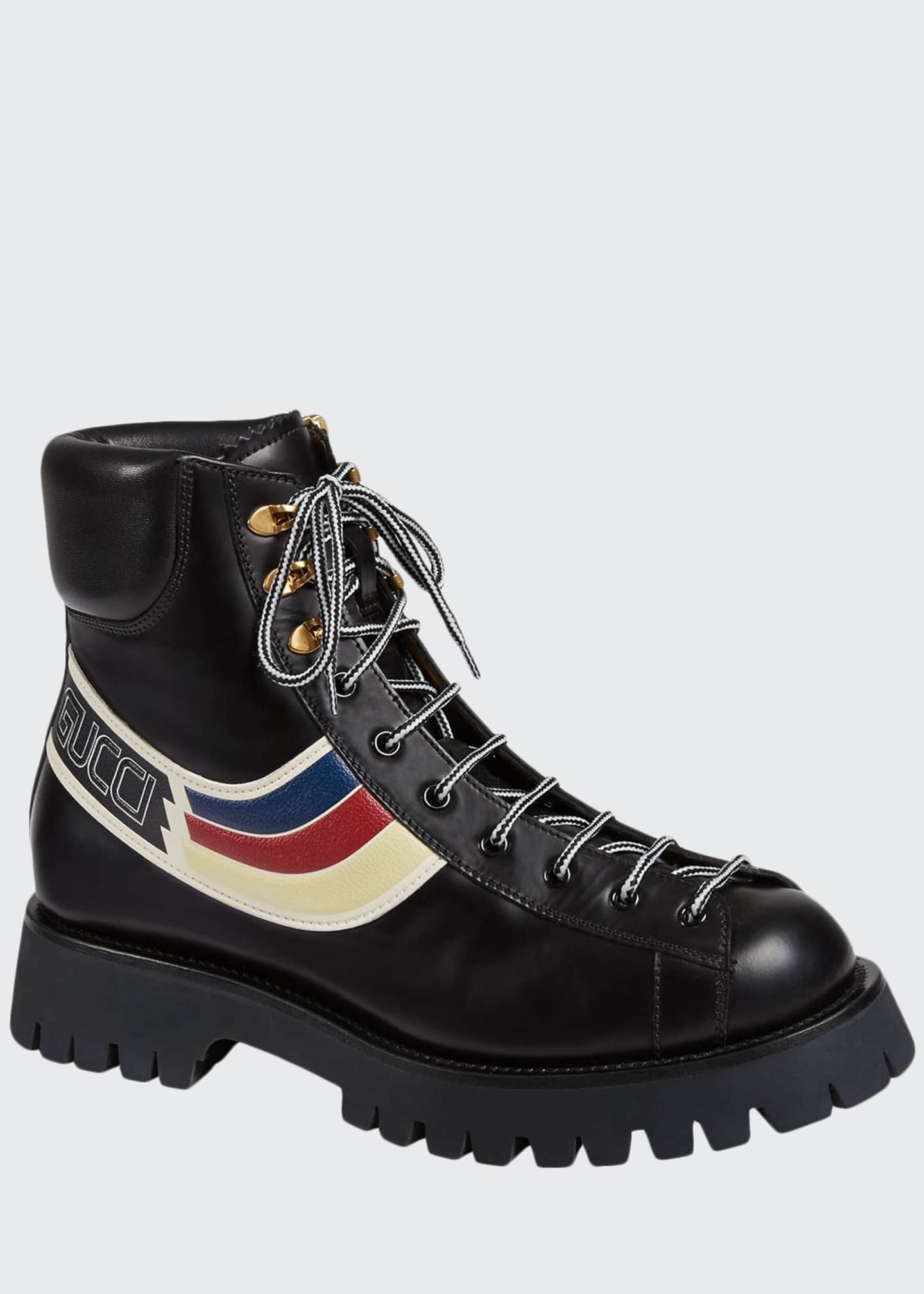 Saint Laurent Wyatt Men's Leather Ankle Boot, Black