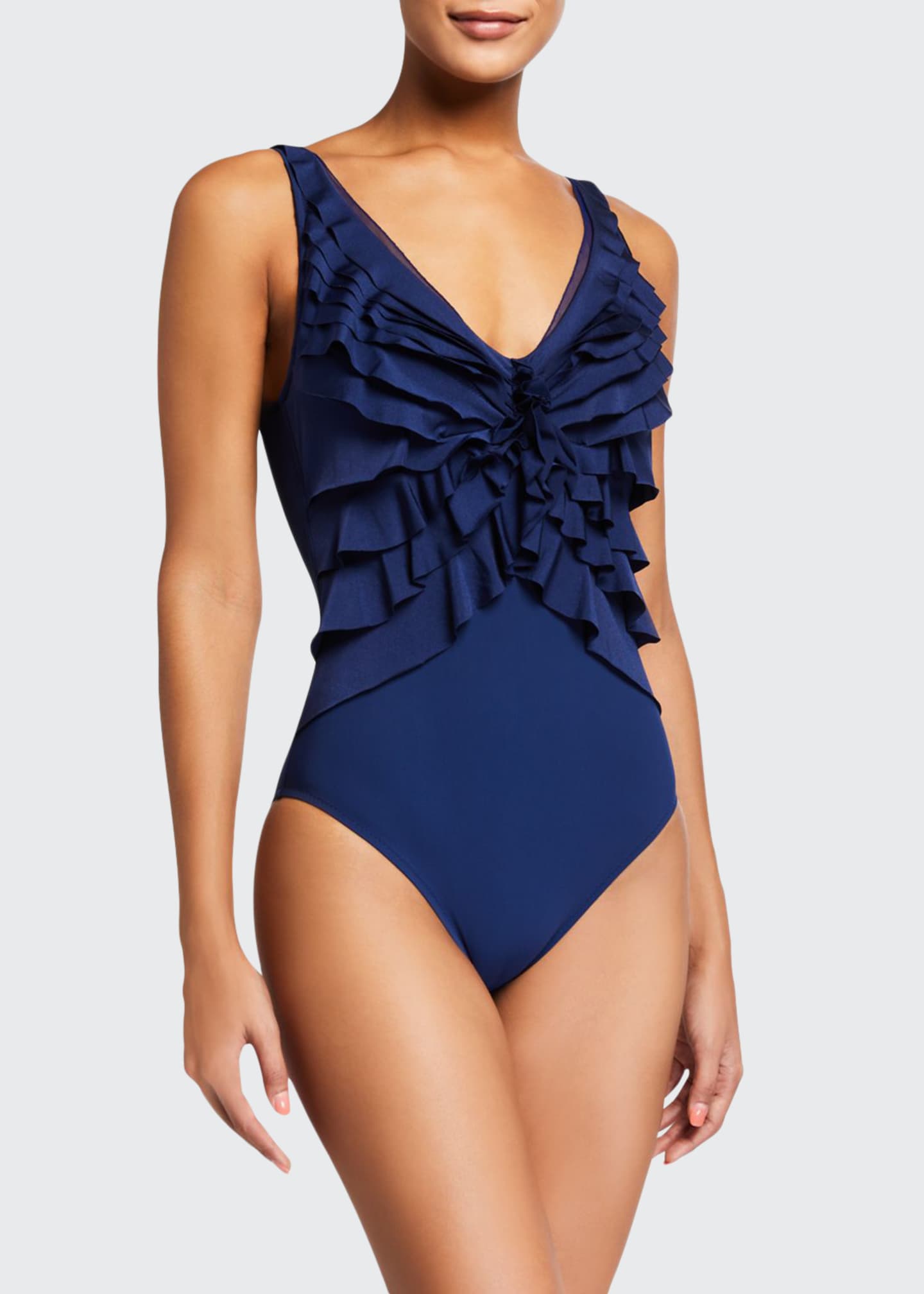 Shan Niigata V Neck Tiered Ruffle One Piece Swimsuit Bergdorf