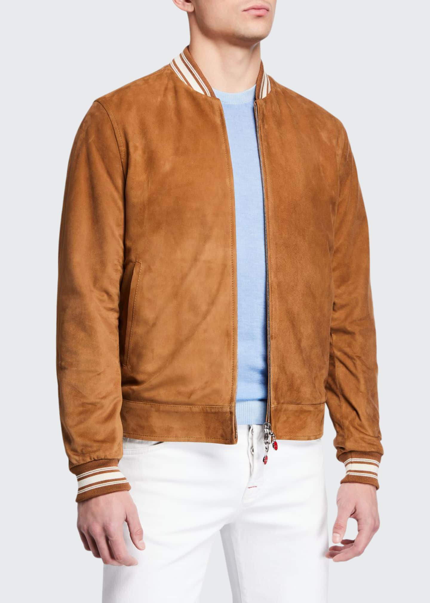 Kiton Men's Reversible Suede Bomber Jacket Bergdorf Goodman