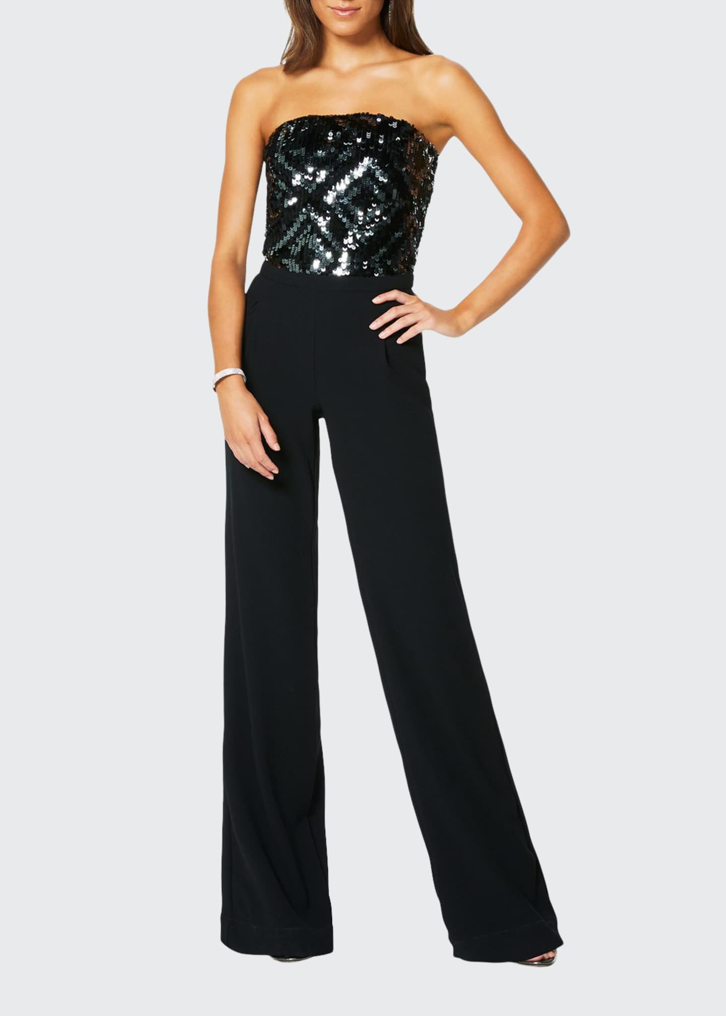 strapless sequin jumpsuit