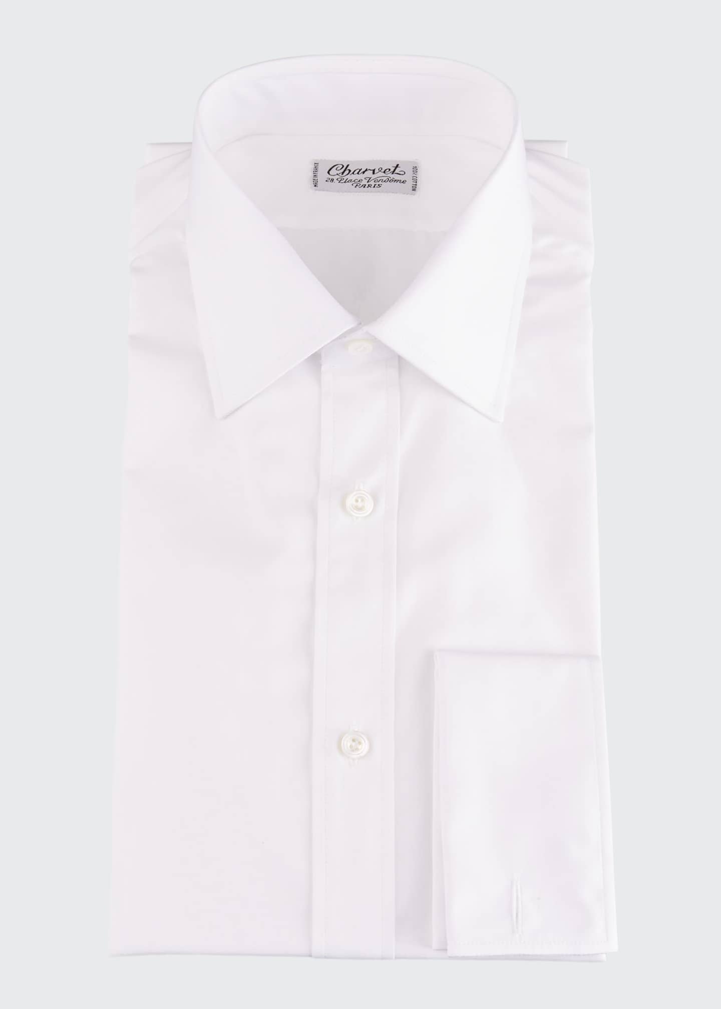 Charvet Men's Basic Solid Point-Collar Dress Shirt with French Cuffs ...