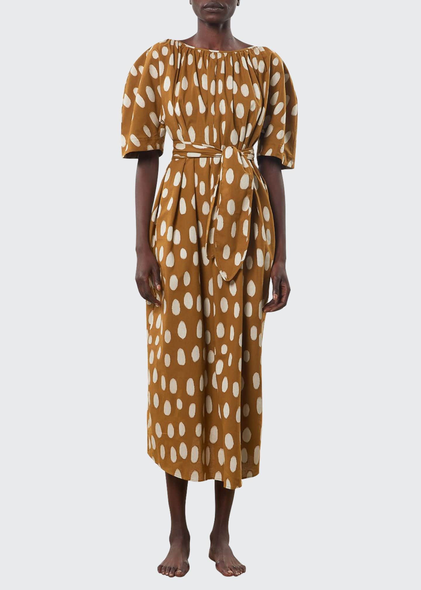 The Row Lao Sateen Tie Waist Midi Dress