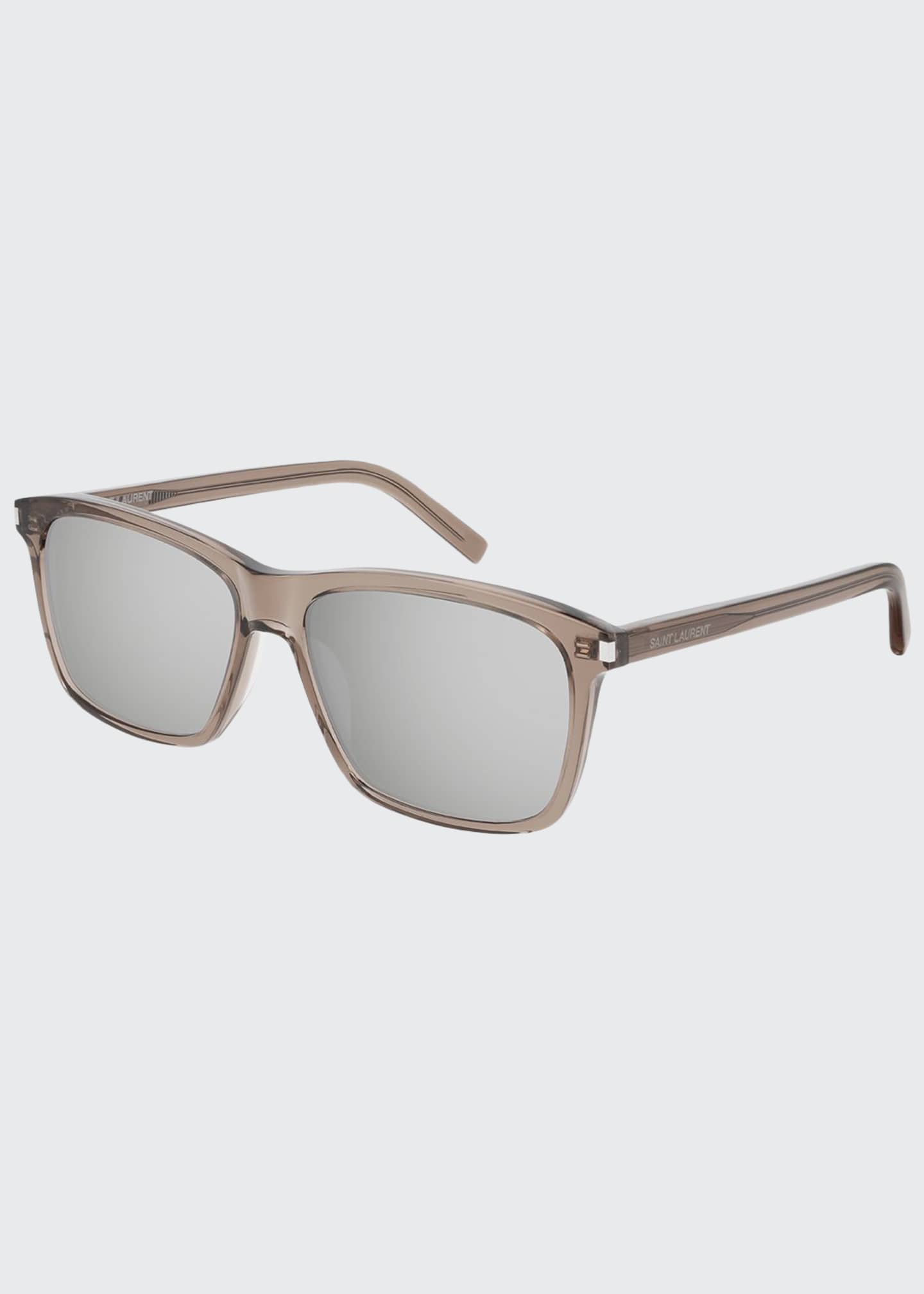 Saint Laurent Men's Mirrored Translucent Rectangle Sunglasses
