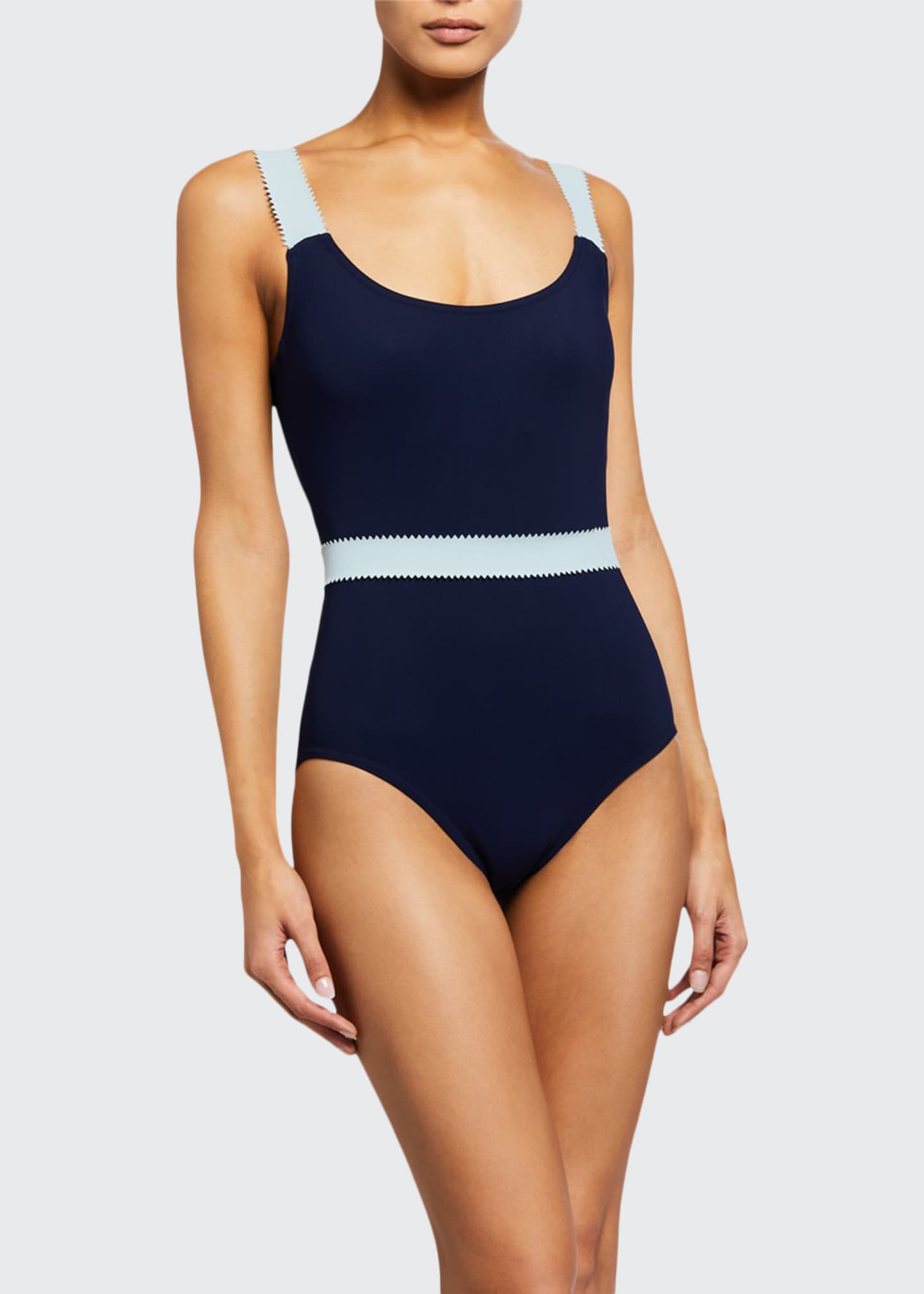 Onia Isabella Solid Underwire One Piece Swimsuit Blue