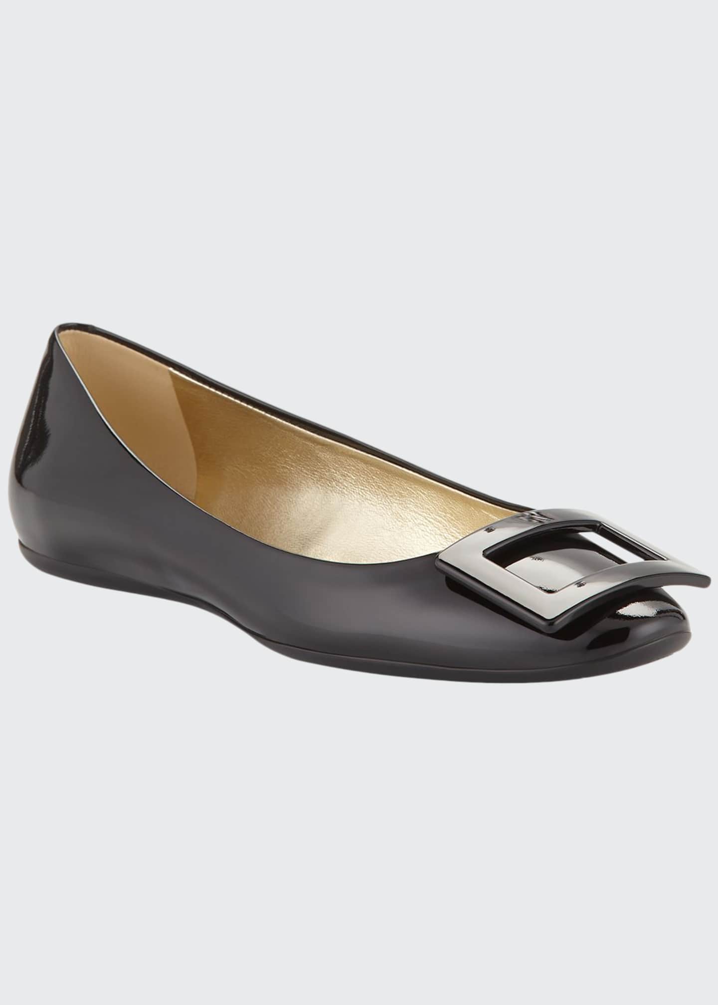 roger vivier black patent flats