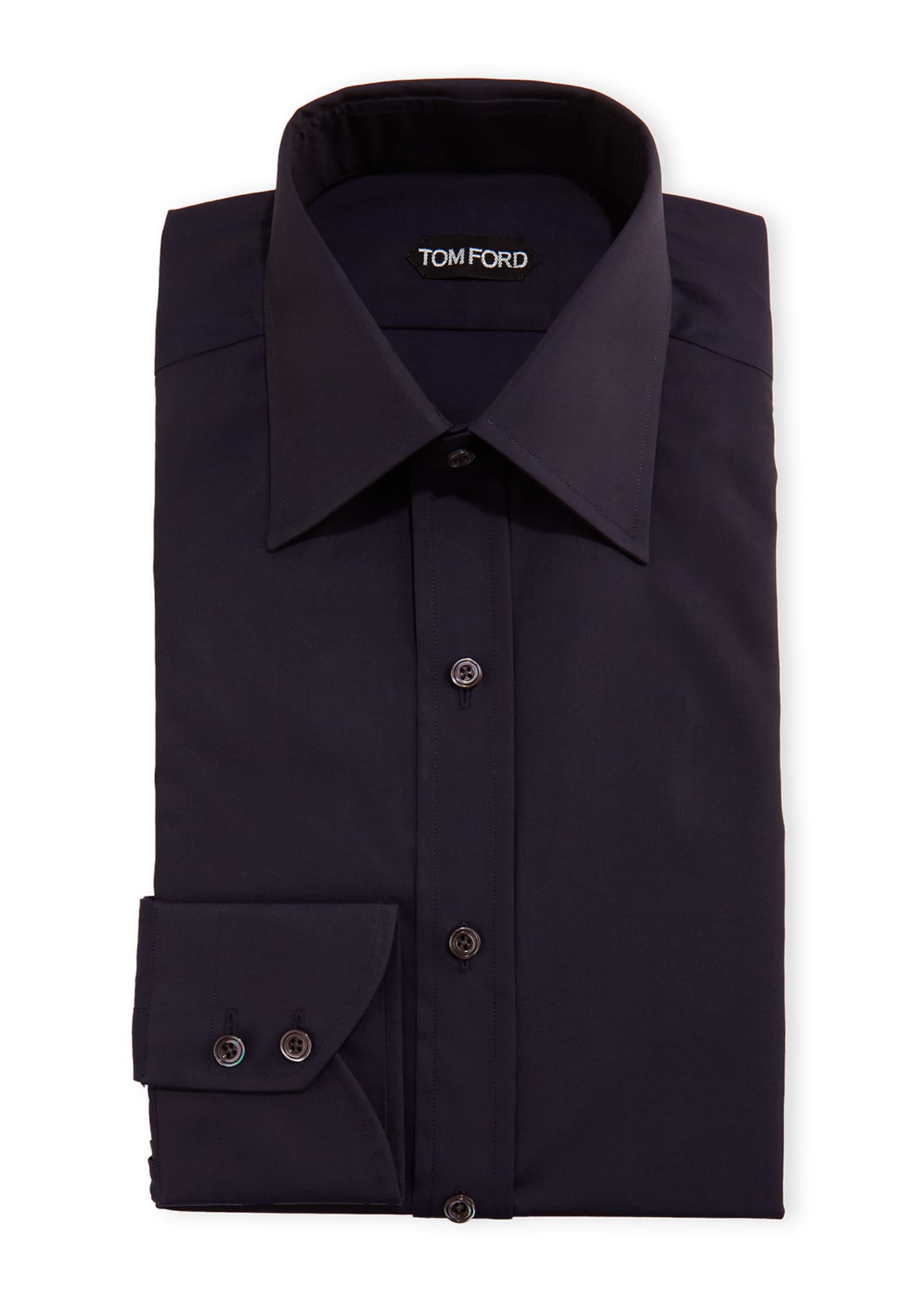 TOM FORD Slim-Fit Classic-Collar Dress Shirt, Navy - Bergdorf Goodman