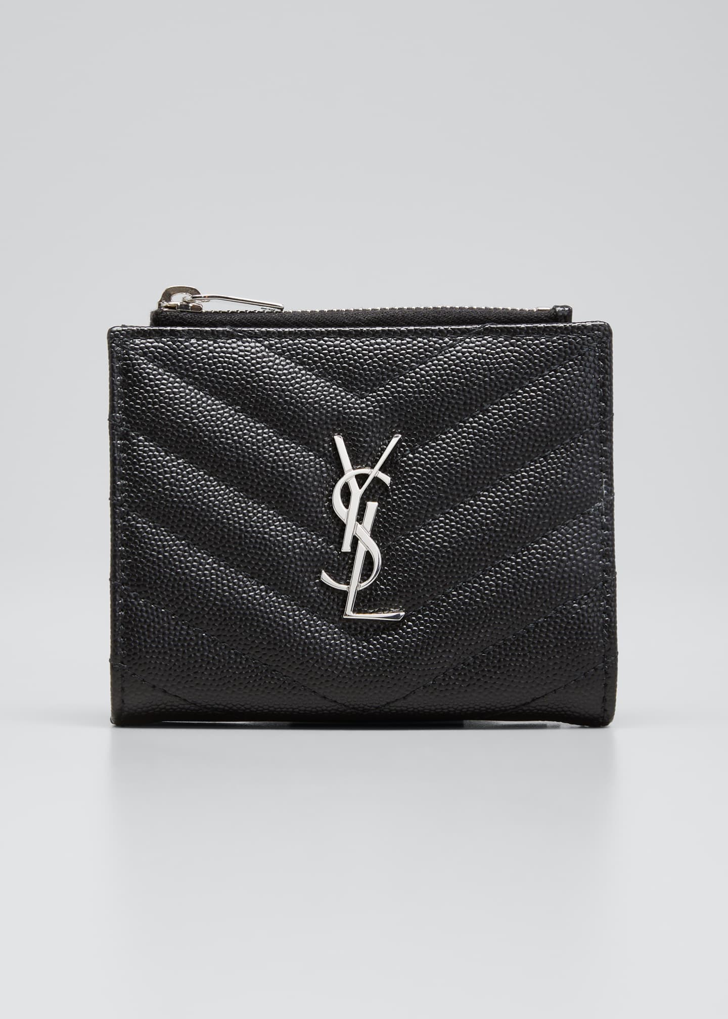 Saint Laurent Monogram YSL Quilted Grain Leather Bifold Wallet