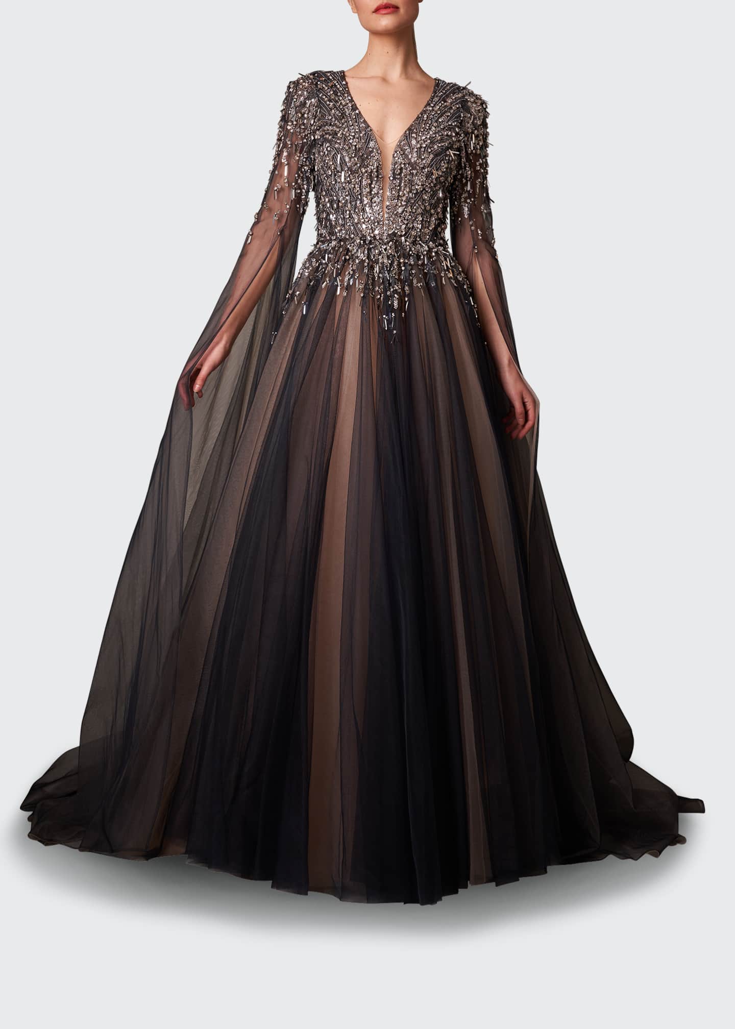 Jenny Packham Crystal-Embellished V-Neck Gown - Bergdorf Goodman