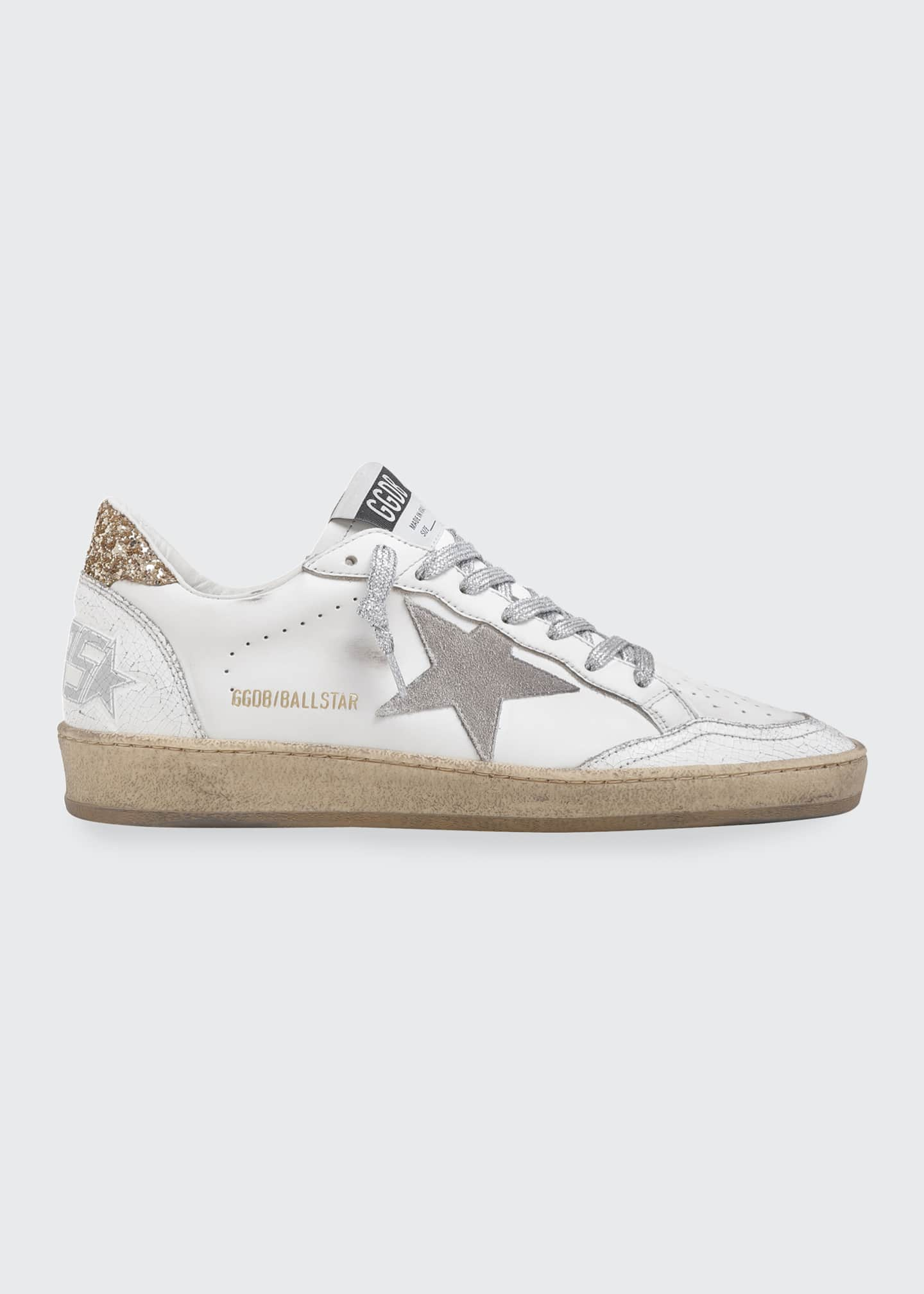 Golden Goose Ballstar Leather Glitter Sneakers - Bergdorf Goodman