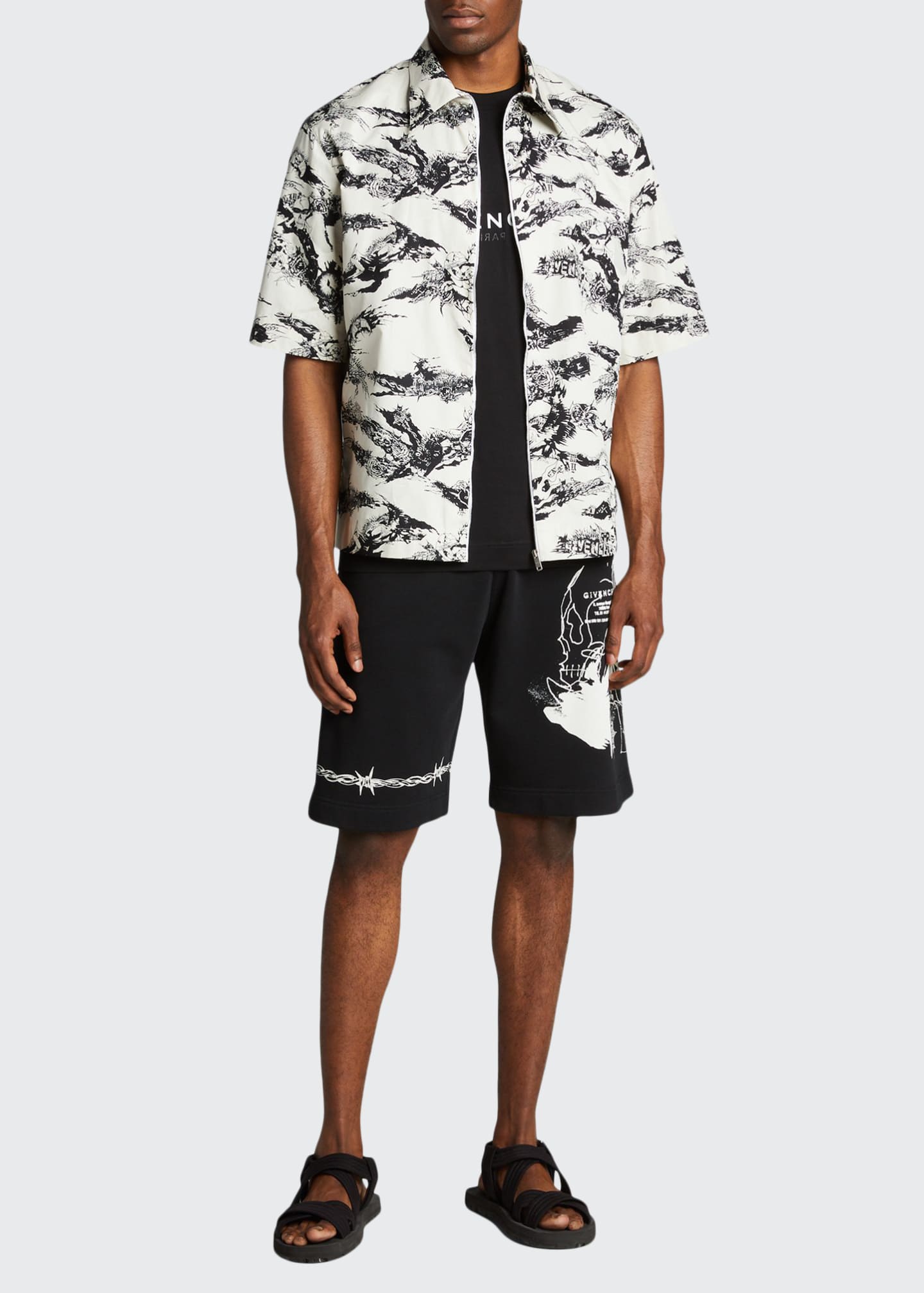 Givenchy Men's Graphic Sweat Shorts Bergdorf Goodman
