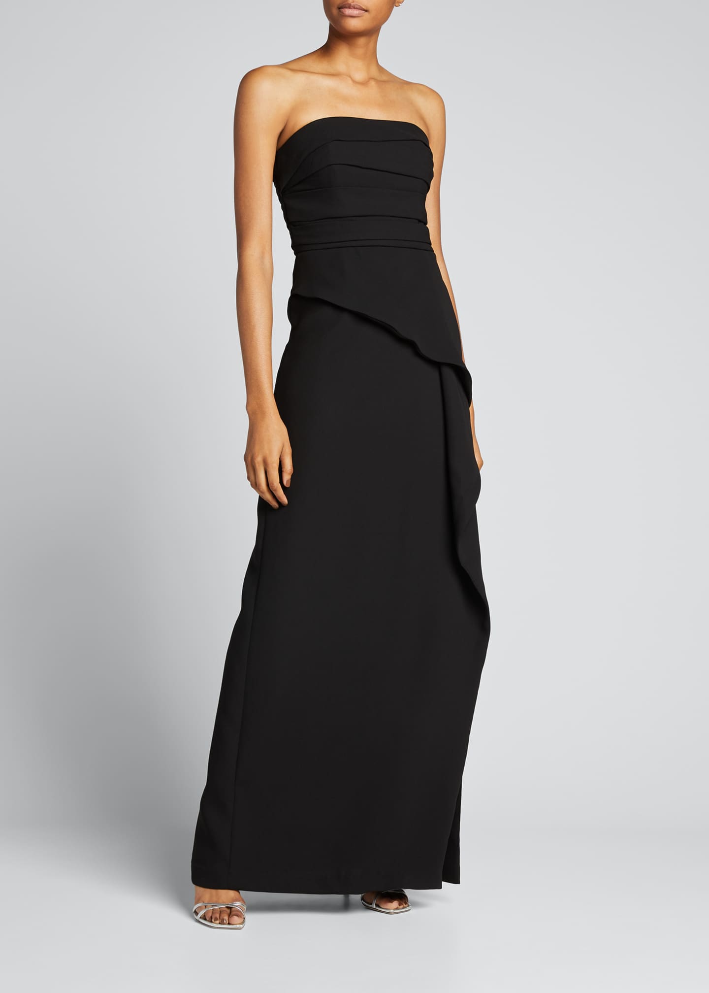 halston violet strapless crepe gown