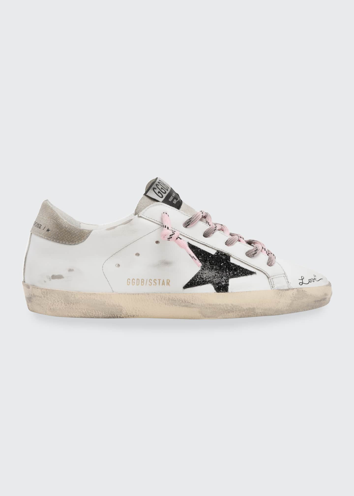 Golden Goose Superstar Mixed Leather Glitter Low-Top Sneakers ...