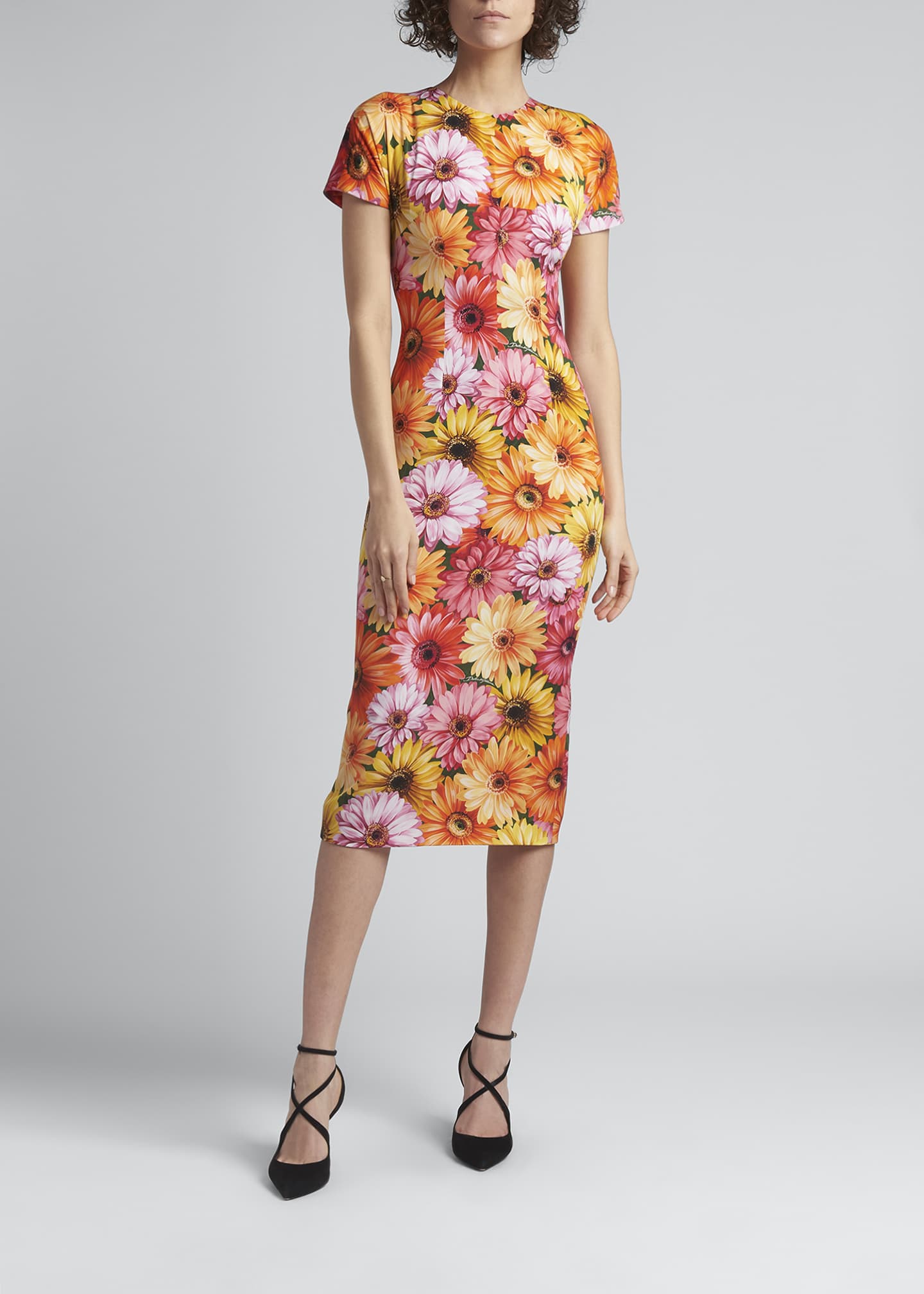 Dolce&Gabbana Tubino Floral-Printed Midi Dress - Bergdorf Goodman