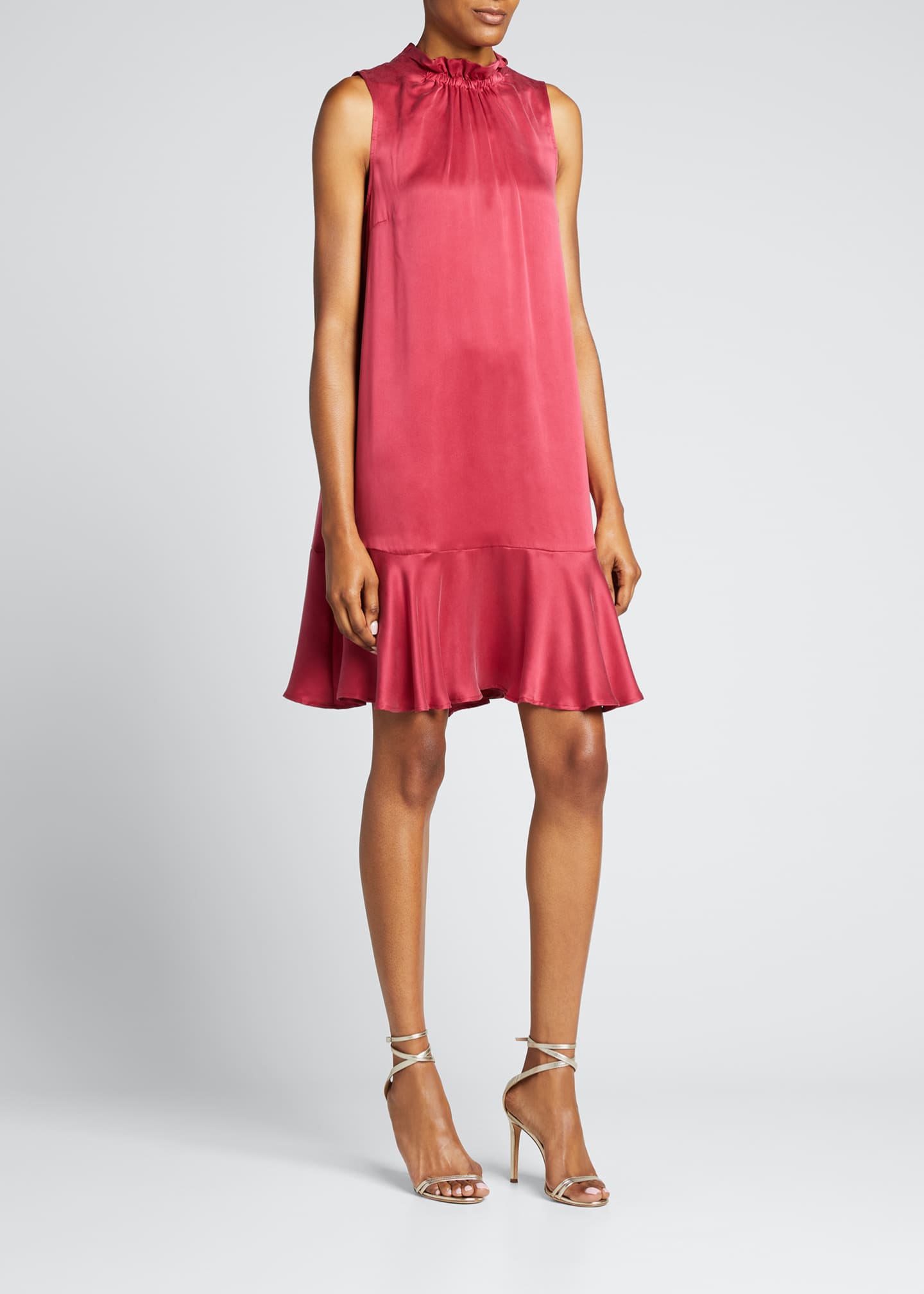 Badgley Mischka Collection Silk FlounceHem Trapeze Dress Bergdorf