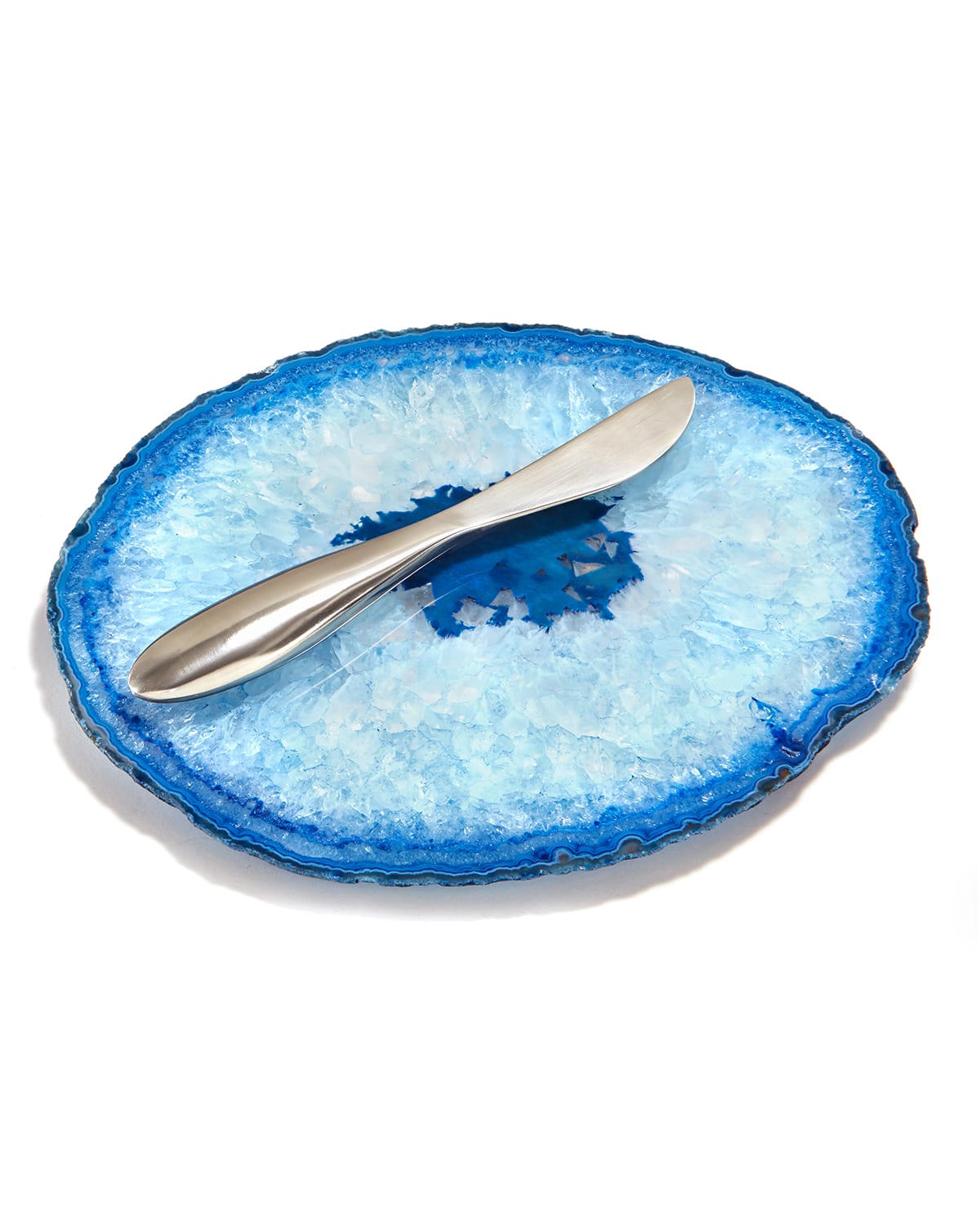 Anna New York Agate Small Plate & Spreader In Blue