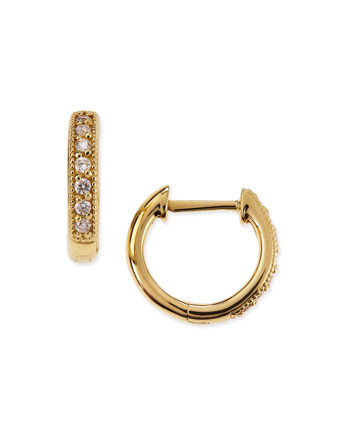 JUDE FRANCES SMALL 18K GOLD HOOP EARRINGS WITH DIAMONDS, 11MM