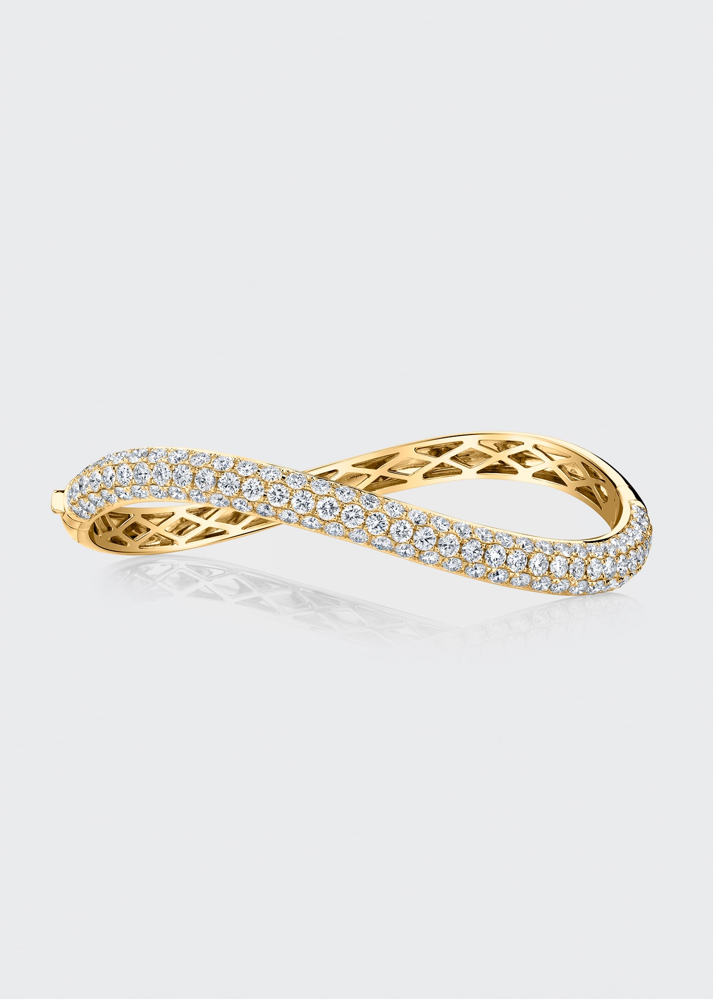 18k Yellow Gold Curved Diamond Bangle