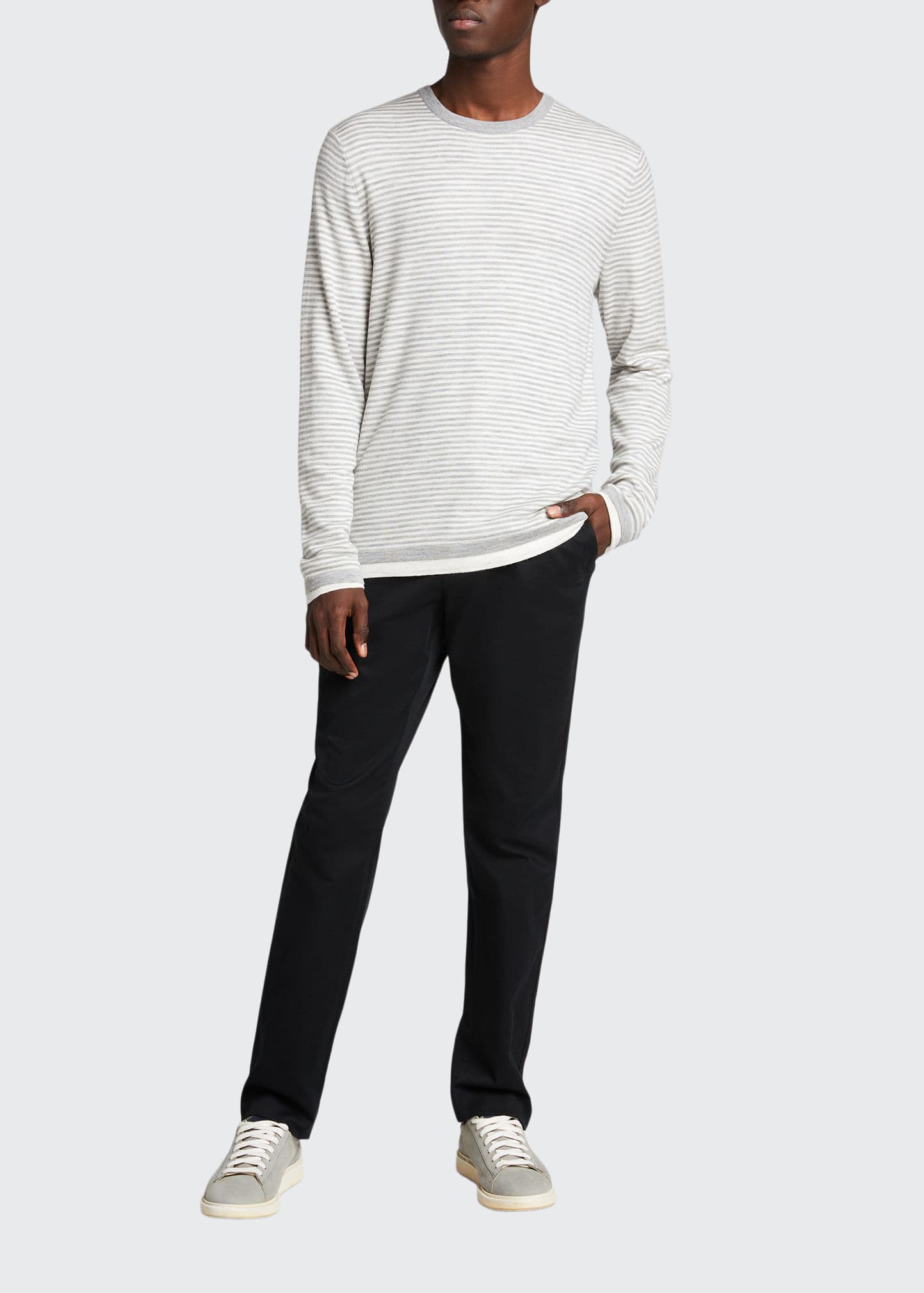 Vince Men's Double-Layer Striped Wool Sweater