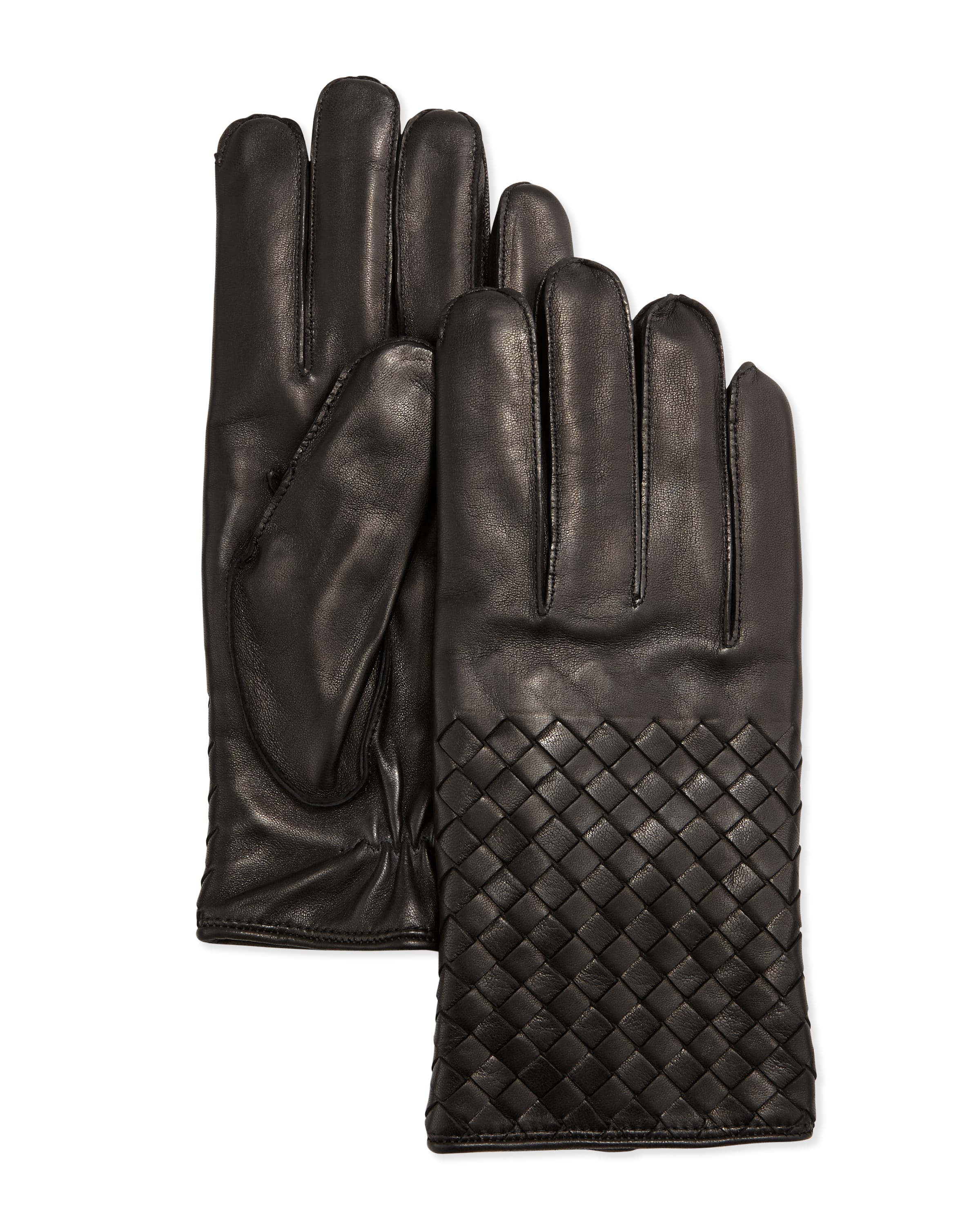 Bottega Veneta Men's Woven Leather Gloves, Black  Leather gloves, Luxury  gloves, Leather work gloves