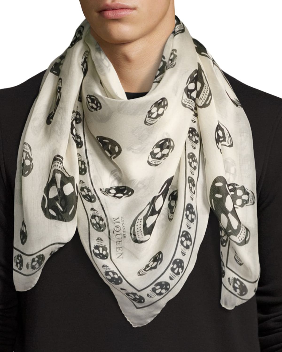 Alexander mcqueen silk skull scarf best sale