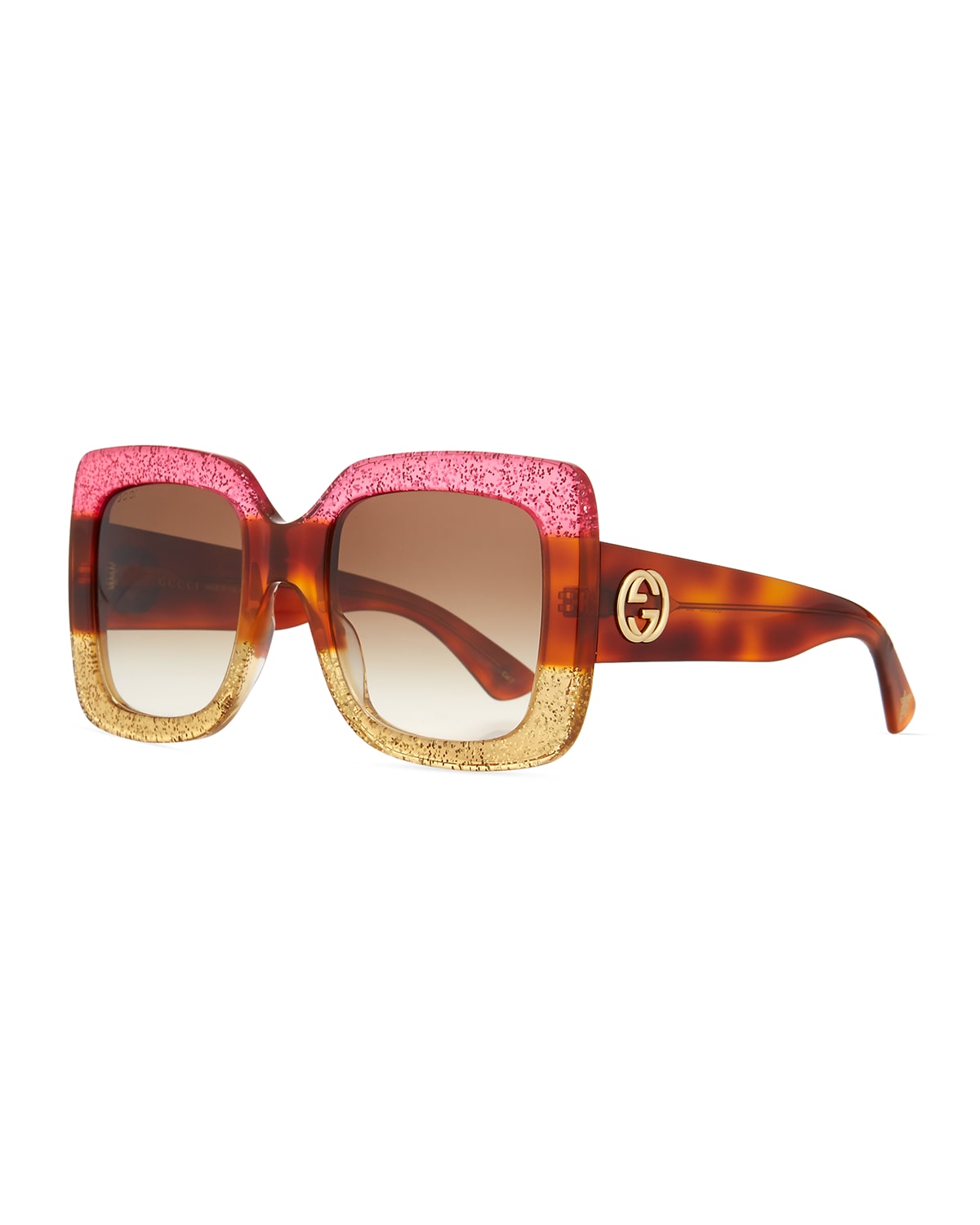 Gucci glittered gradient oversized square sunglasses on sale