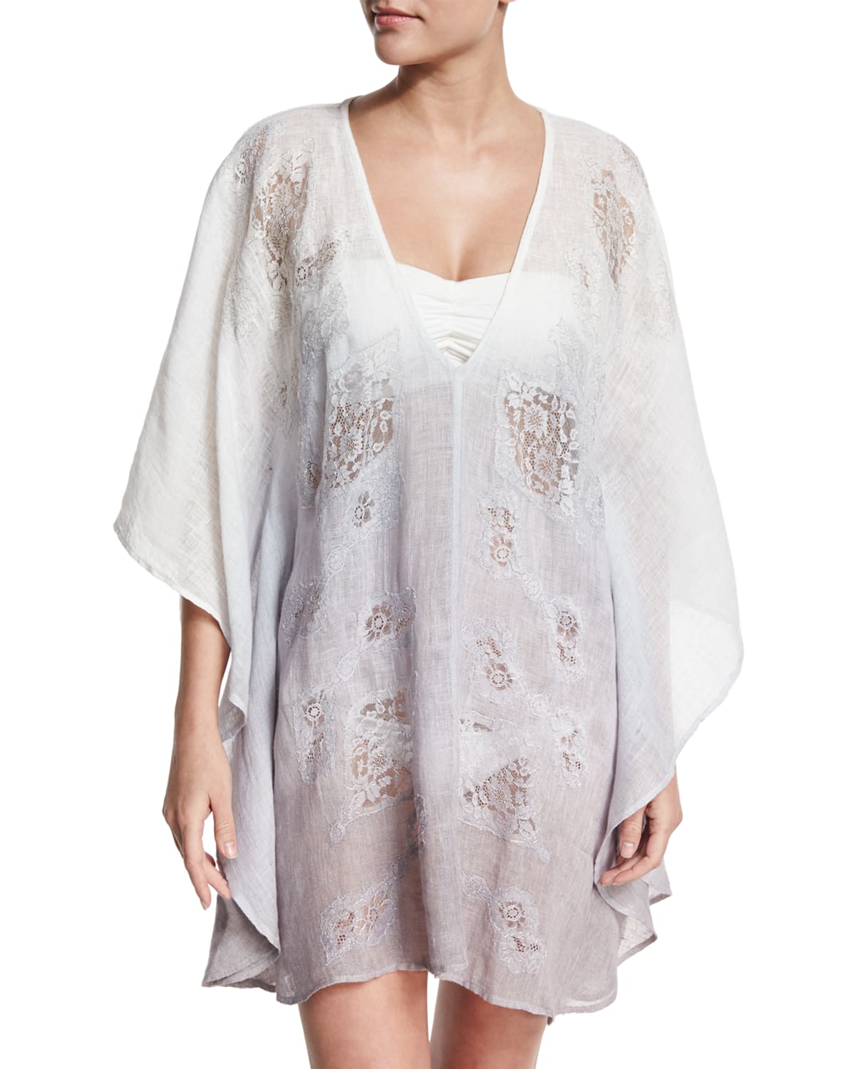 Flora Bella Lima FloralLace Ombré Short Caftan Coverup, Multicolor