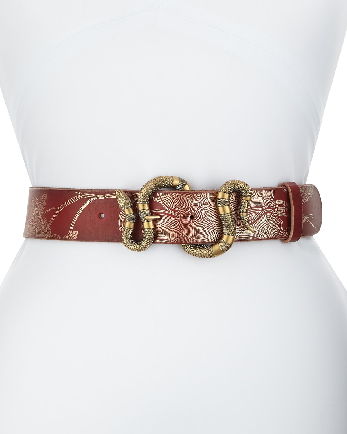 Gucci Leather Belt with Snake Buckle