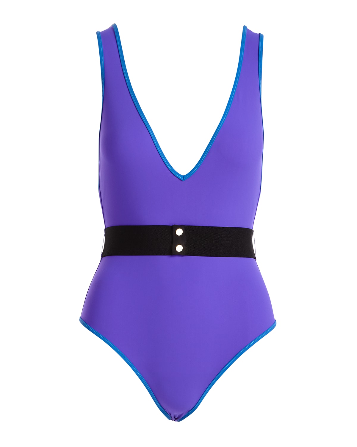 Diane von Furstenberg Deep V Belted One-Piece Swimsuit and