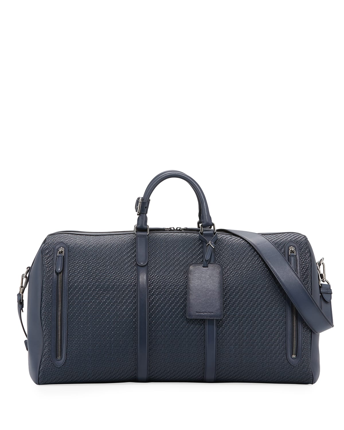 Ermenegildo Zegna Hold All 55 Pelle Tessuta Weekender Bag