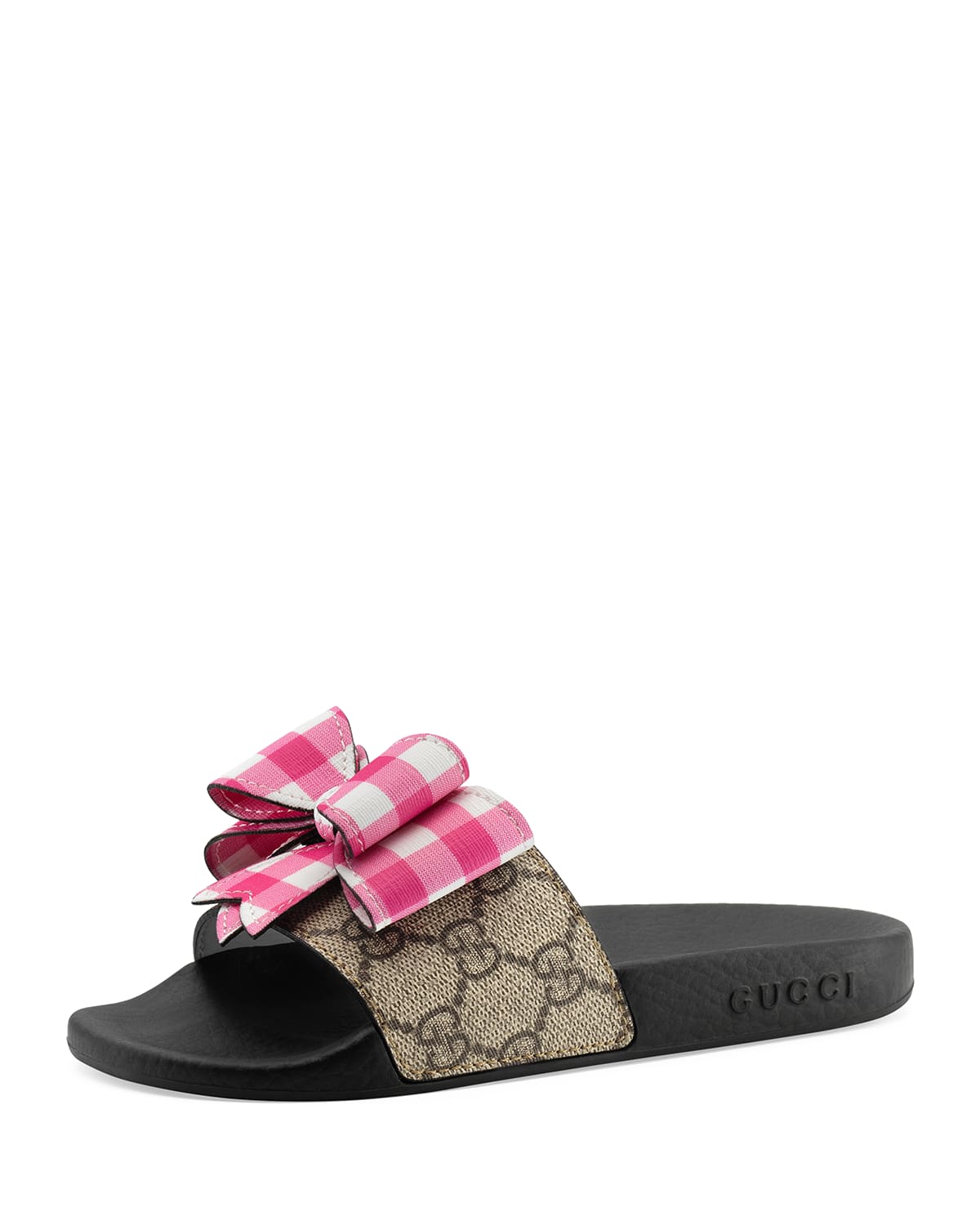 Gucci Pursuit GG Supreme Slide Sandal w Bow Kids Sizes 10T 2Y