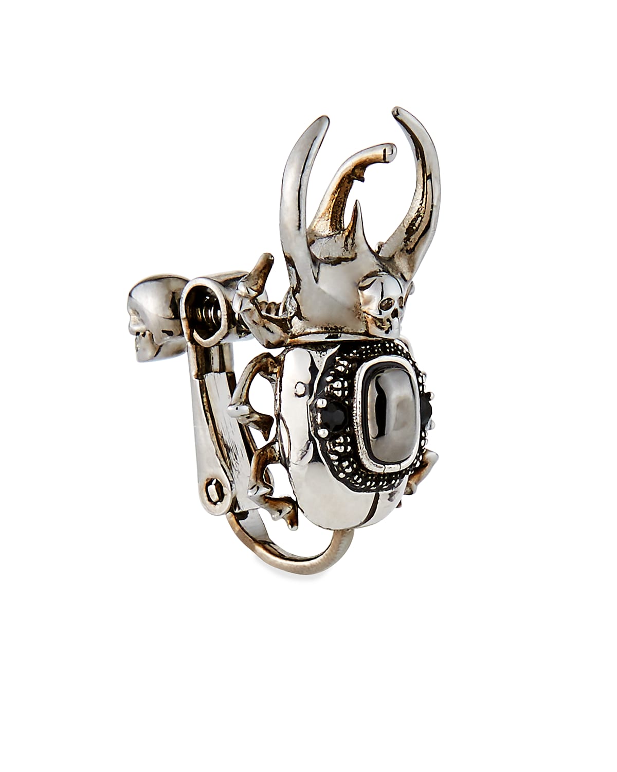 Men s Beetle Skull Stone Brooch