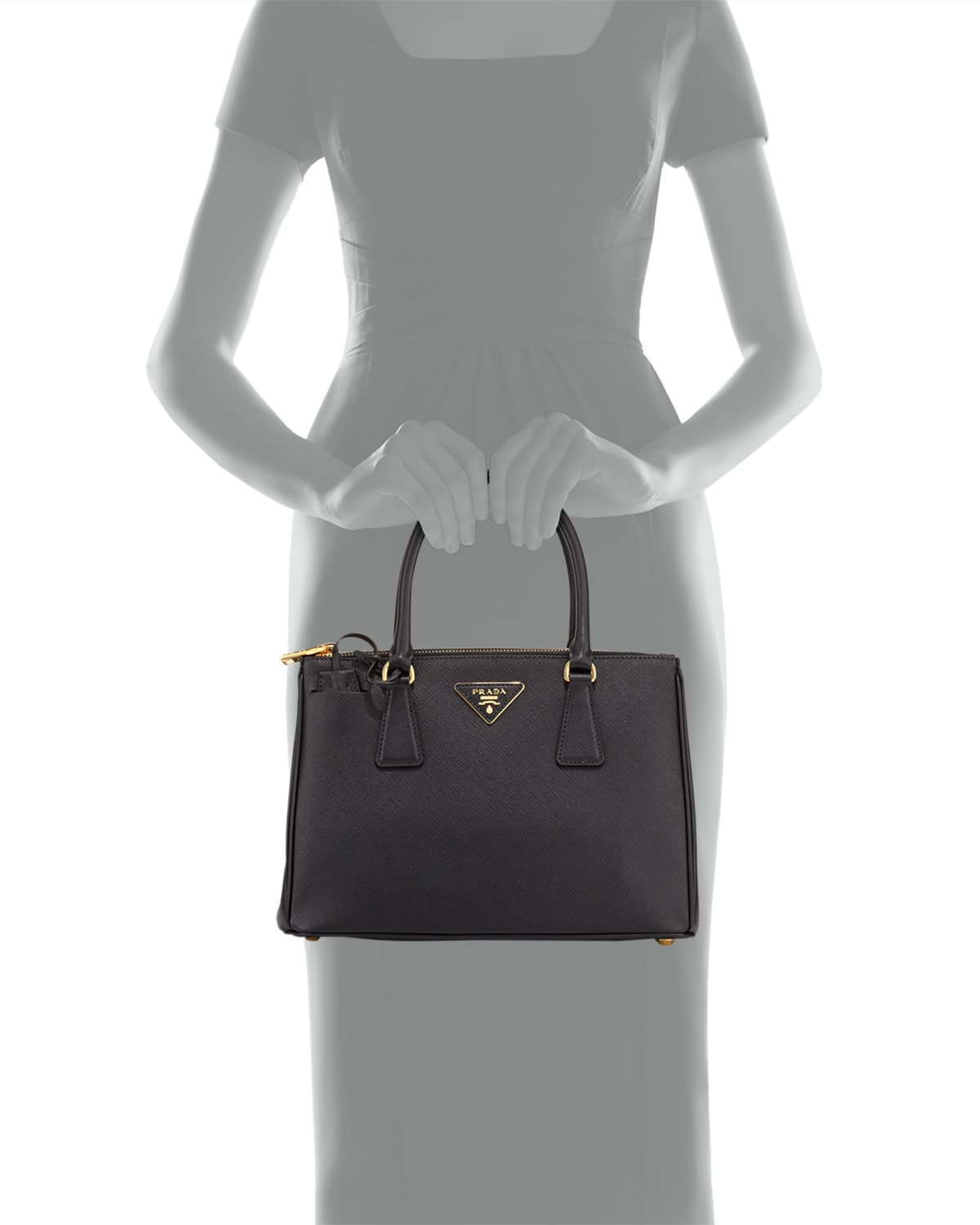 PRADA Saffiano Lux Small Double Zip Tote Ibisco 1288540