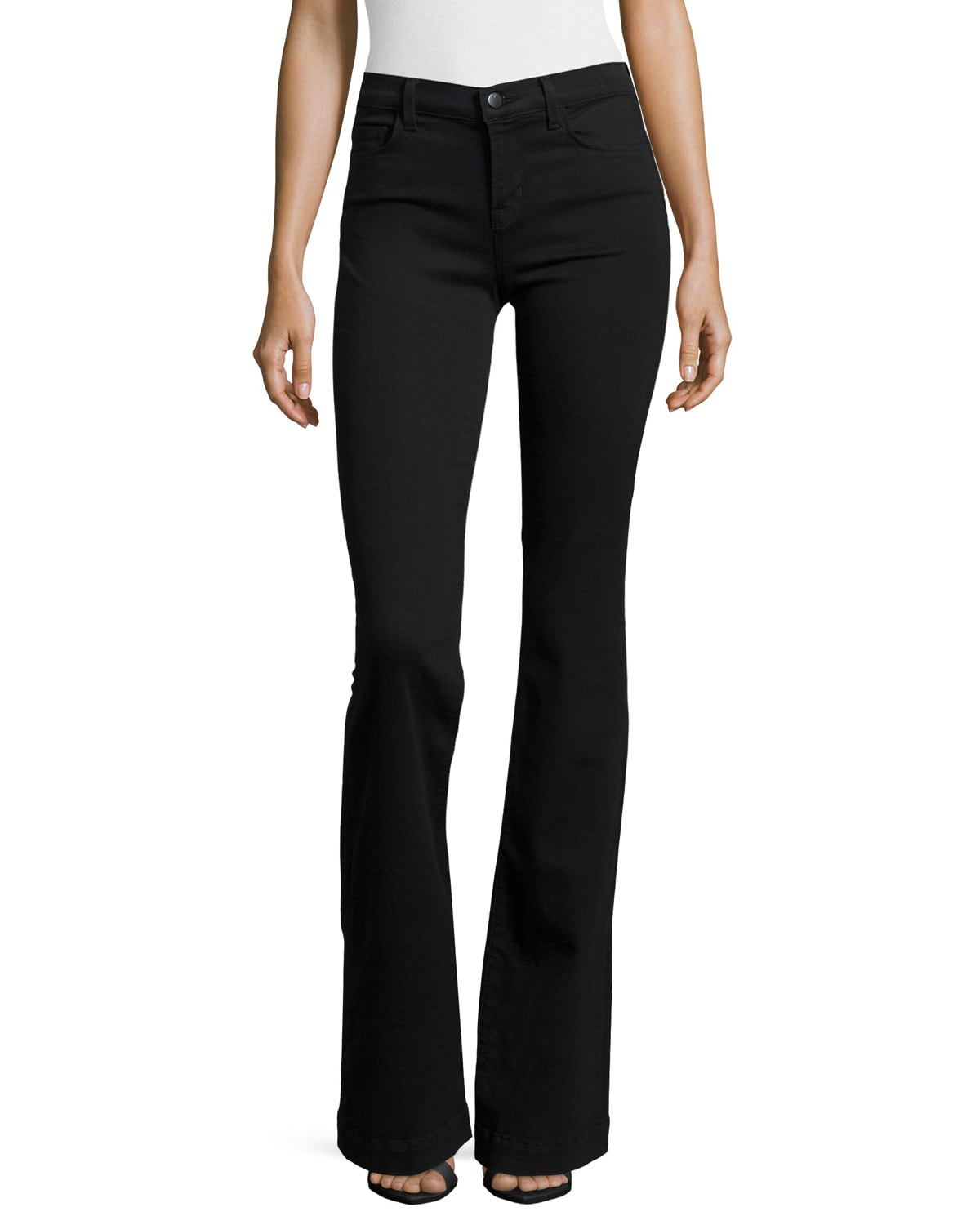 J Brand Maria High-Rise Flare Jeans, Black Shadow