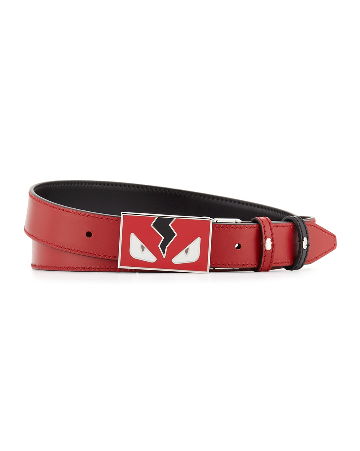 Monster Eyes Reversible Leather Belt Red