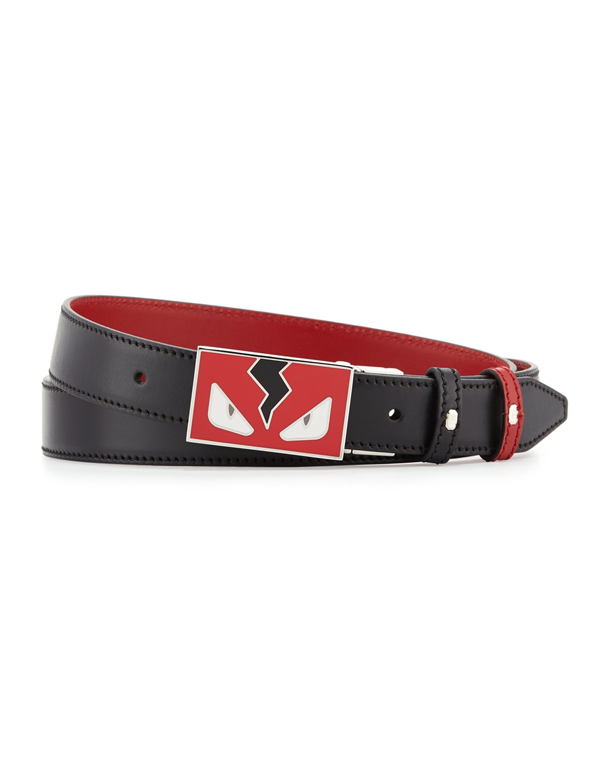 Monster Eyes Reversible Leather Belt Red