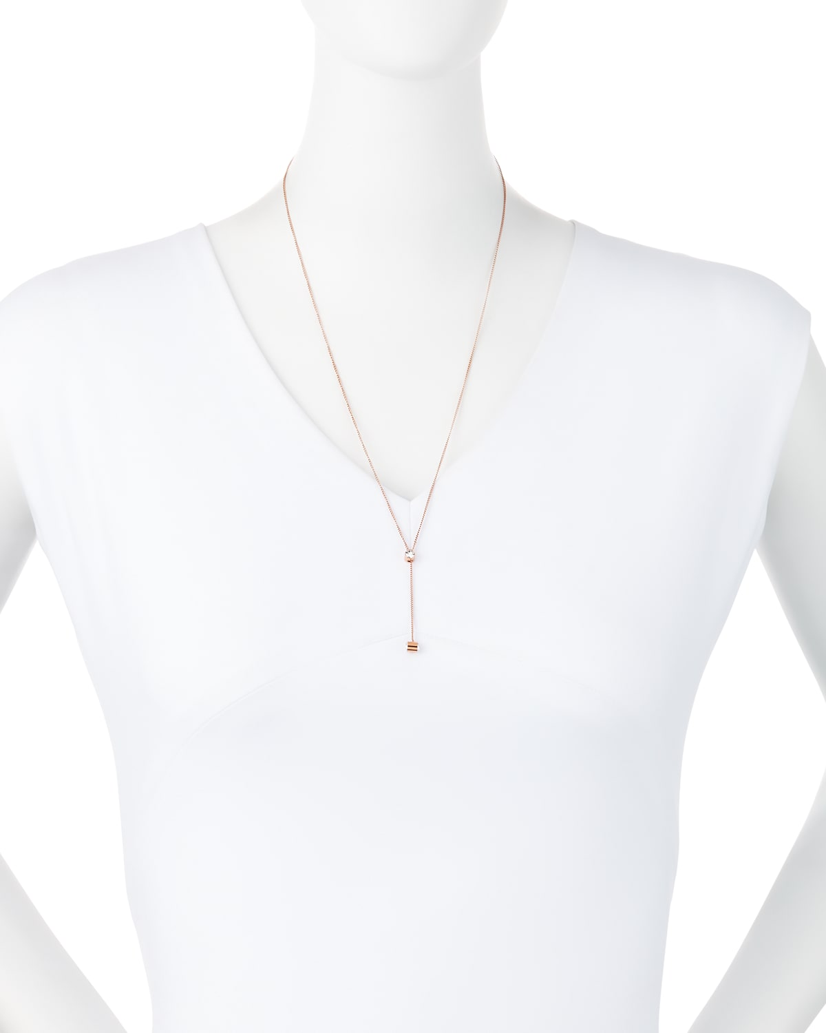 Vita Fede O Hara 24K Rose Gold Solitaire Y Drop Necklace