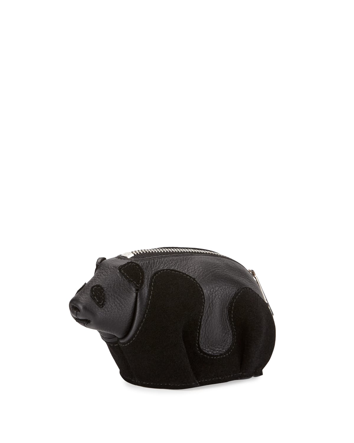 Leather Panda Coin Purse Black